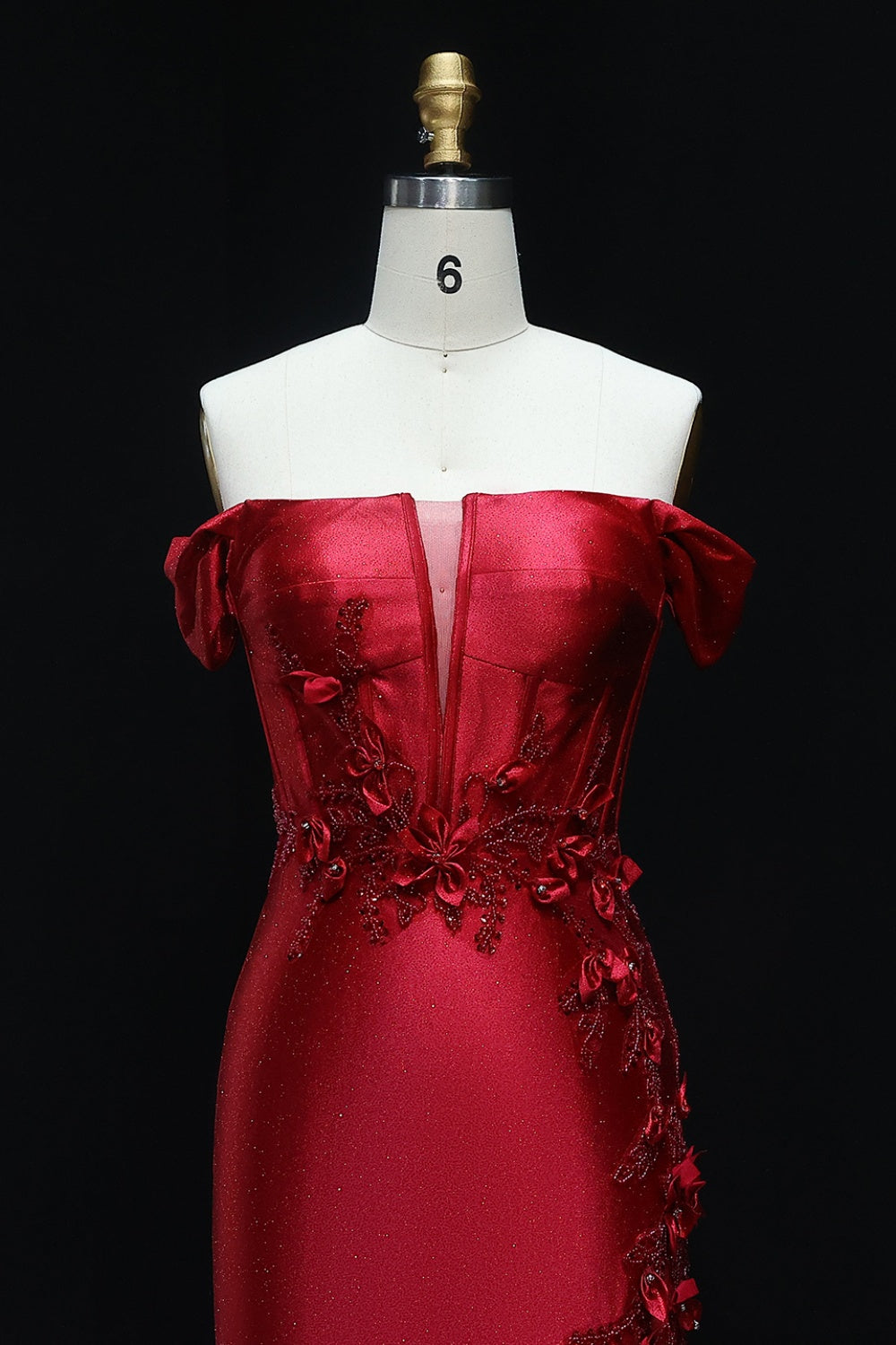 Teal Satin Off-the-Shoulder Mermaid Prom Dress with 3D Floral SH511 Sheer Fairy