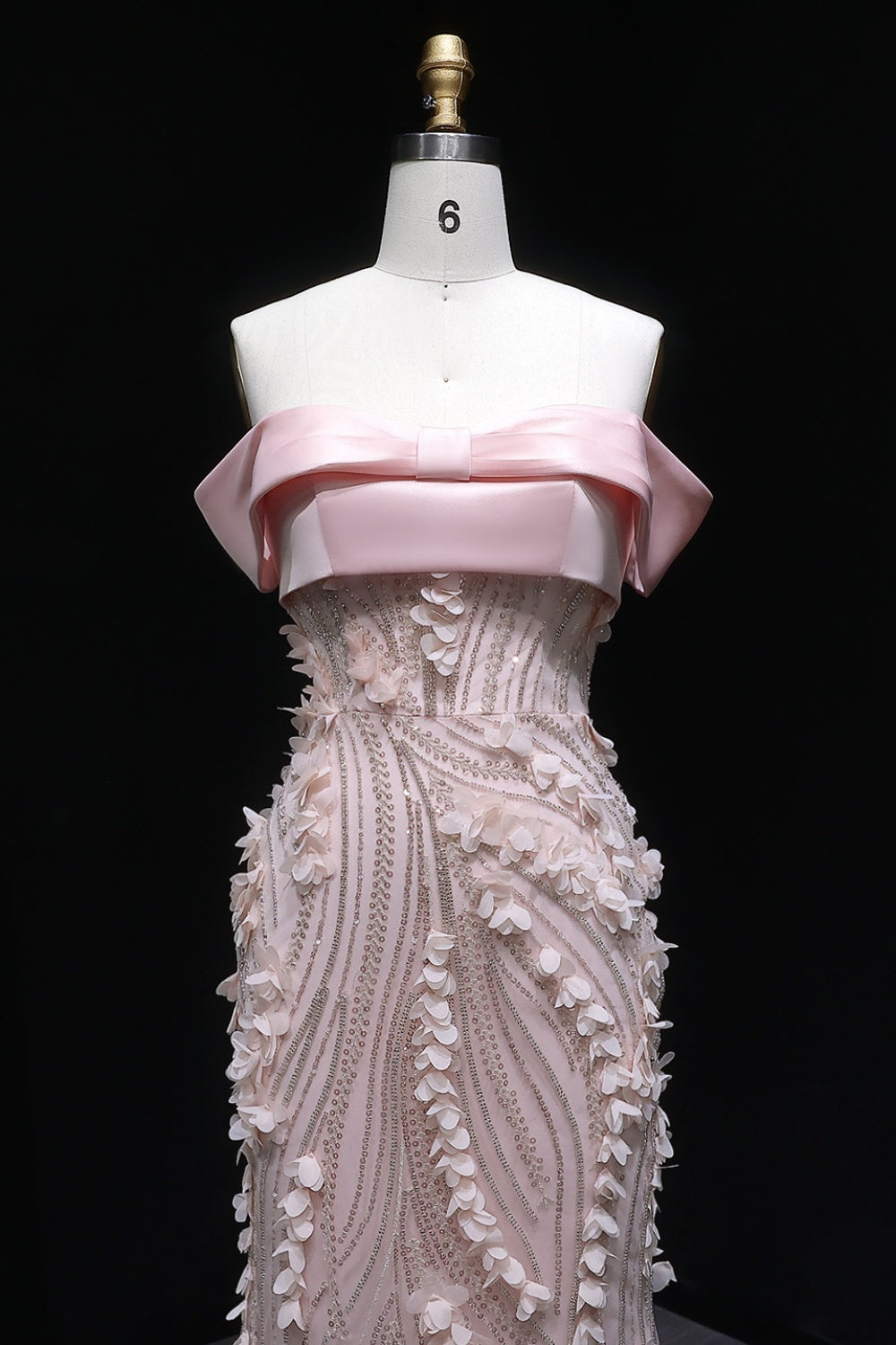 Blush Pink 3D Floral Mermaid Off-the-Shoulder Prom Dress SH148 Sheer Fairy