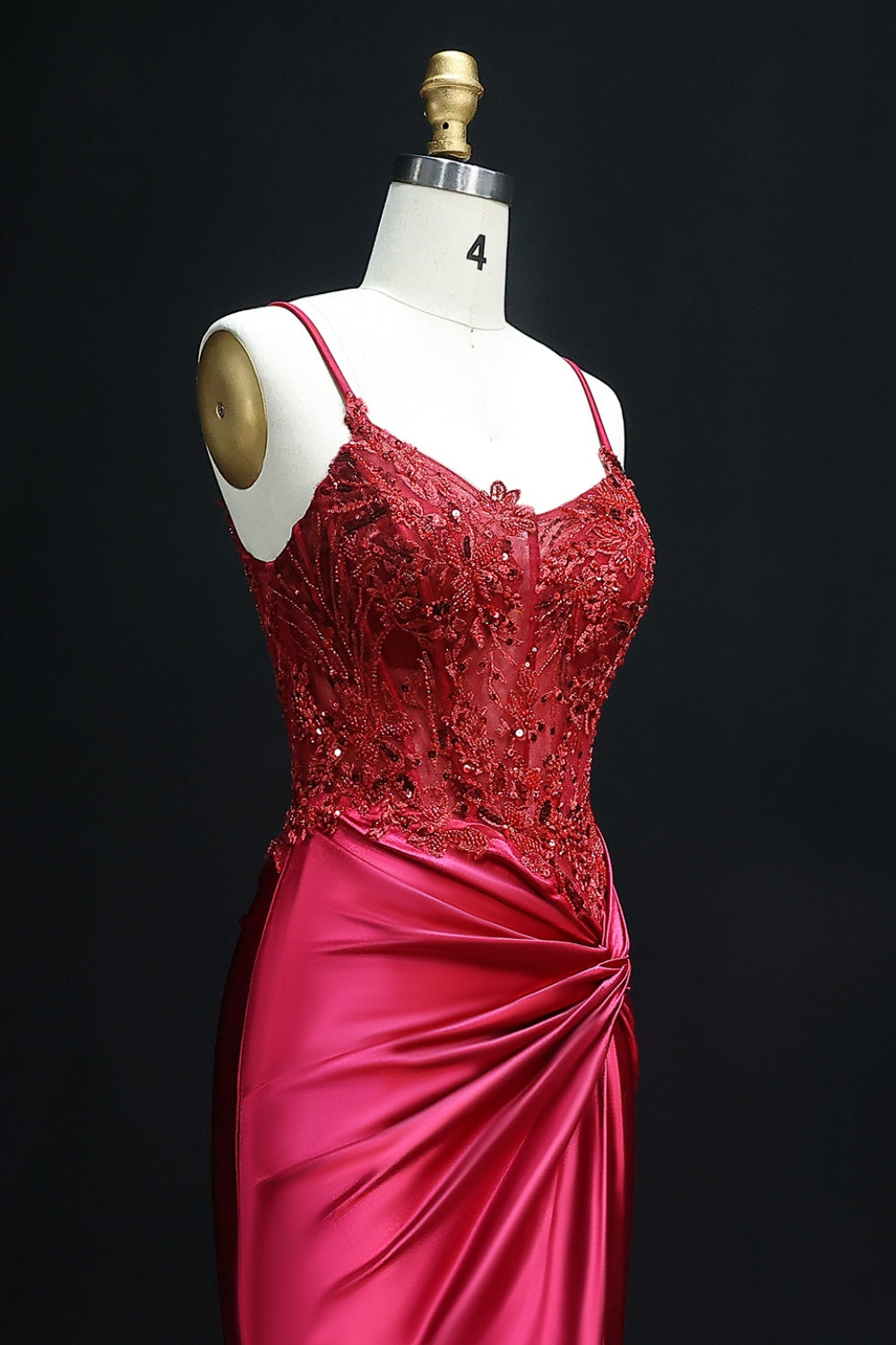 Royal Blue Satin Spaghetti Straps Sheath Prom Dress with Lace Bodice SH512 Sheer Fairy