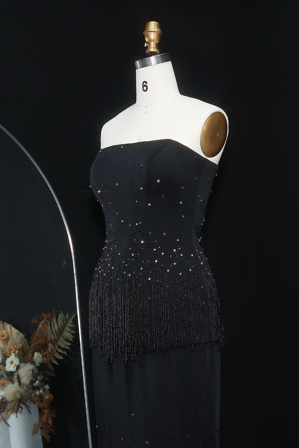 Beige Two-Piece Sheath Beaded Fringe Evening Dress SS425 Sheer Fairy