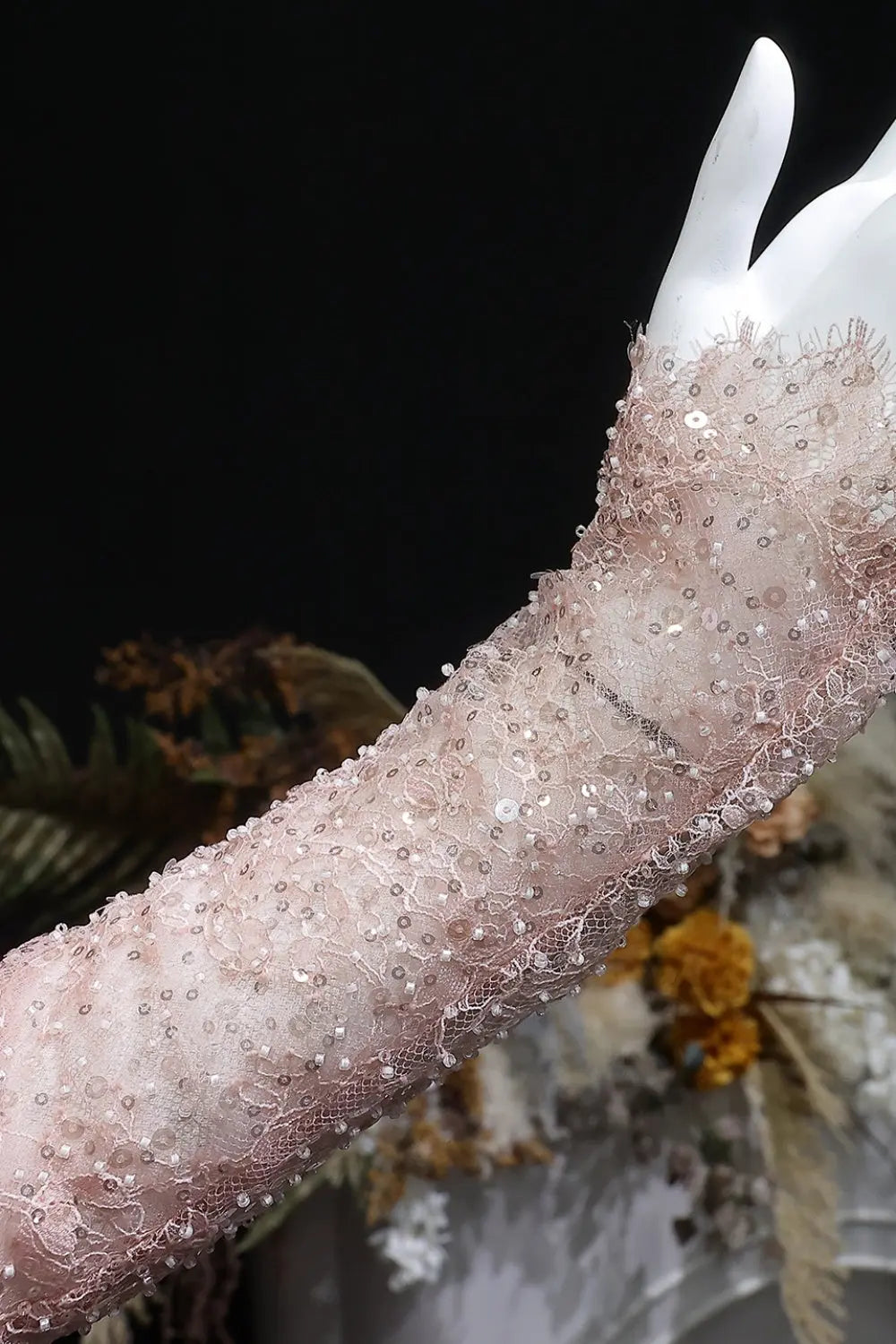 Blush Sequin High Neck Long Sleeve Mermaid Evening Dress SF428 Sheer Fairy