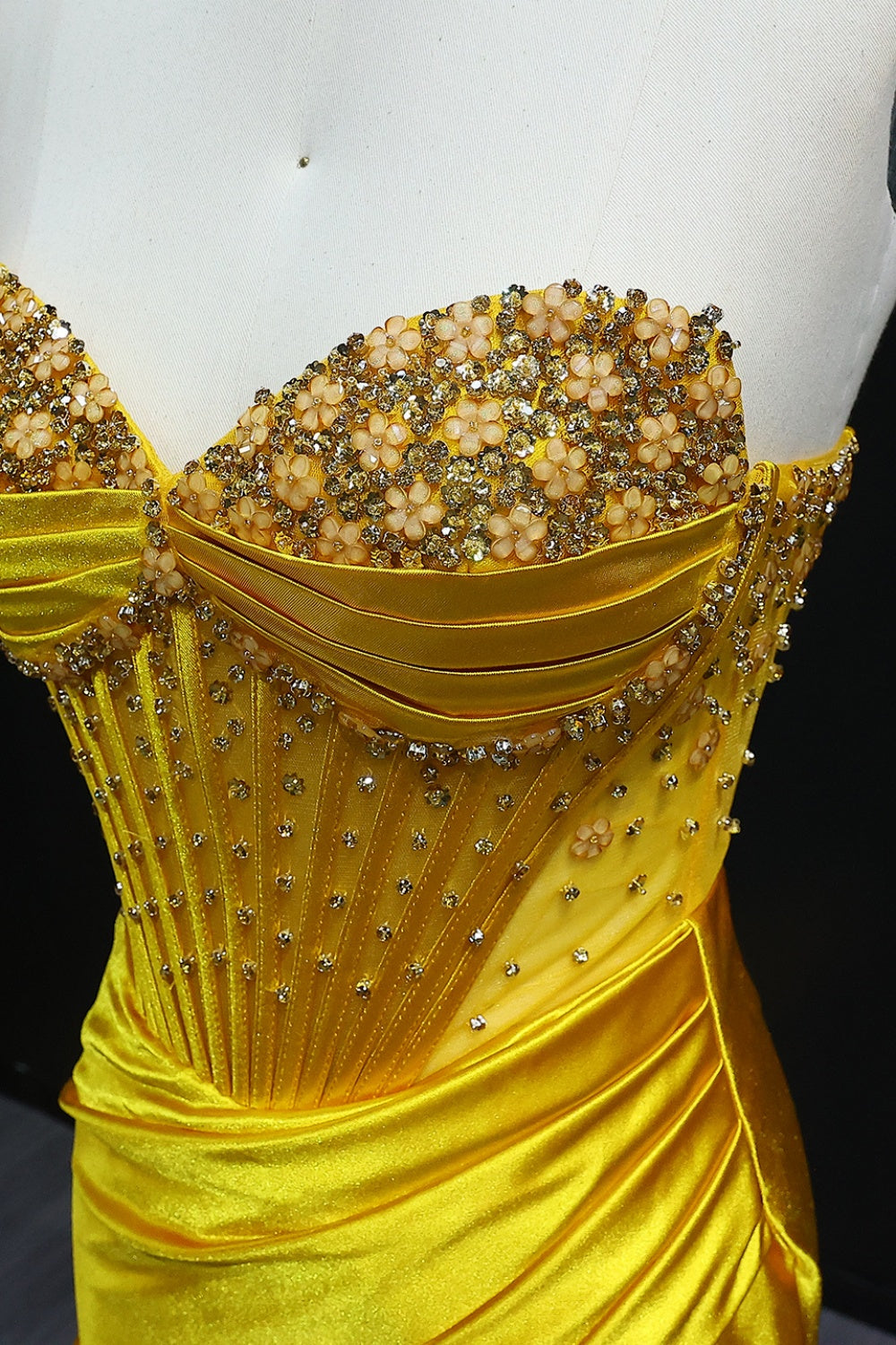 Crimson Satin Strapless Sweetheart Mermaid Prom Dress SH520 Sheer Fairy