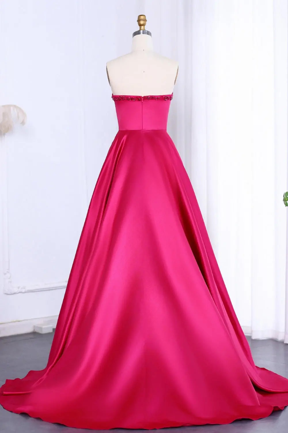 Elegant Crystal Black Strapless Evening Dresses Side Slit SS364 Sheer Fairy