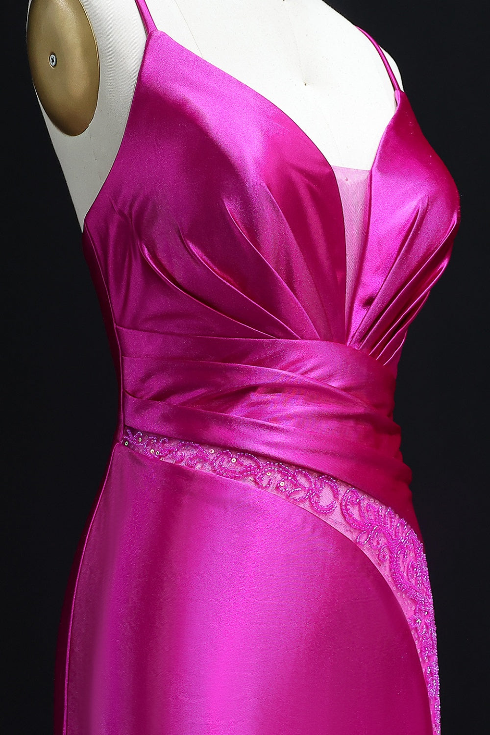 Crimson Satin Strapless Sweetheart Mermaid Prom Dress SH521 Sheer Fairy