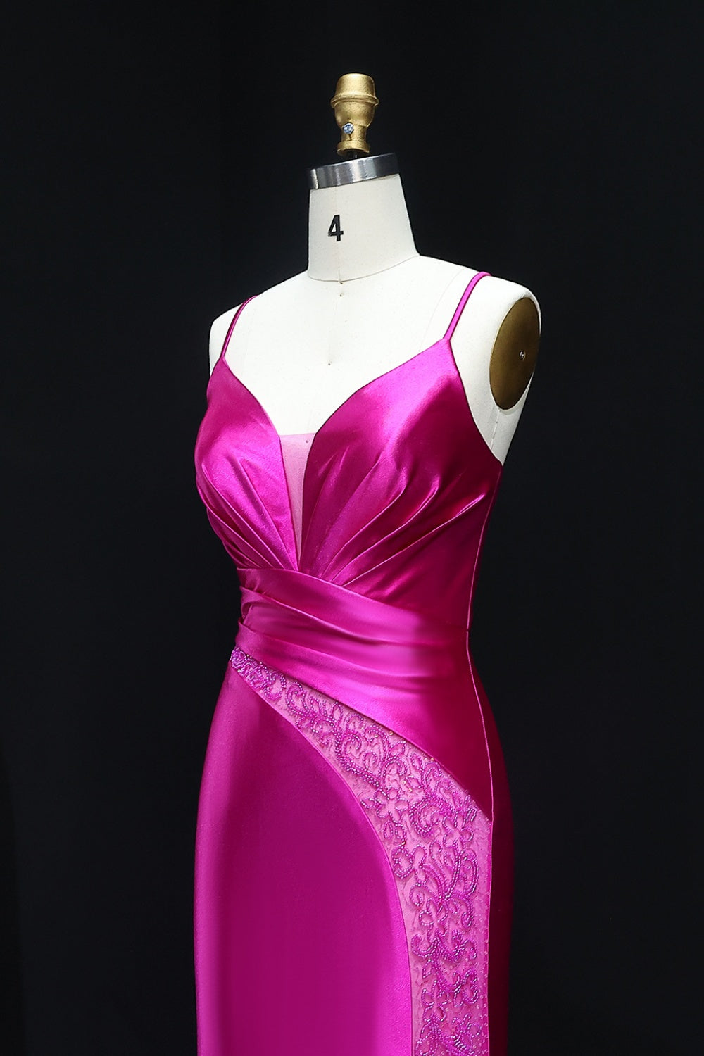 Crimson Satin Strapless Sweetheart Mermaid Prom Dress SH521 Sheer Fairy