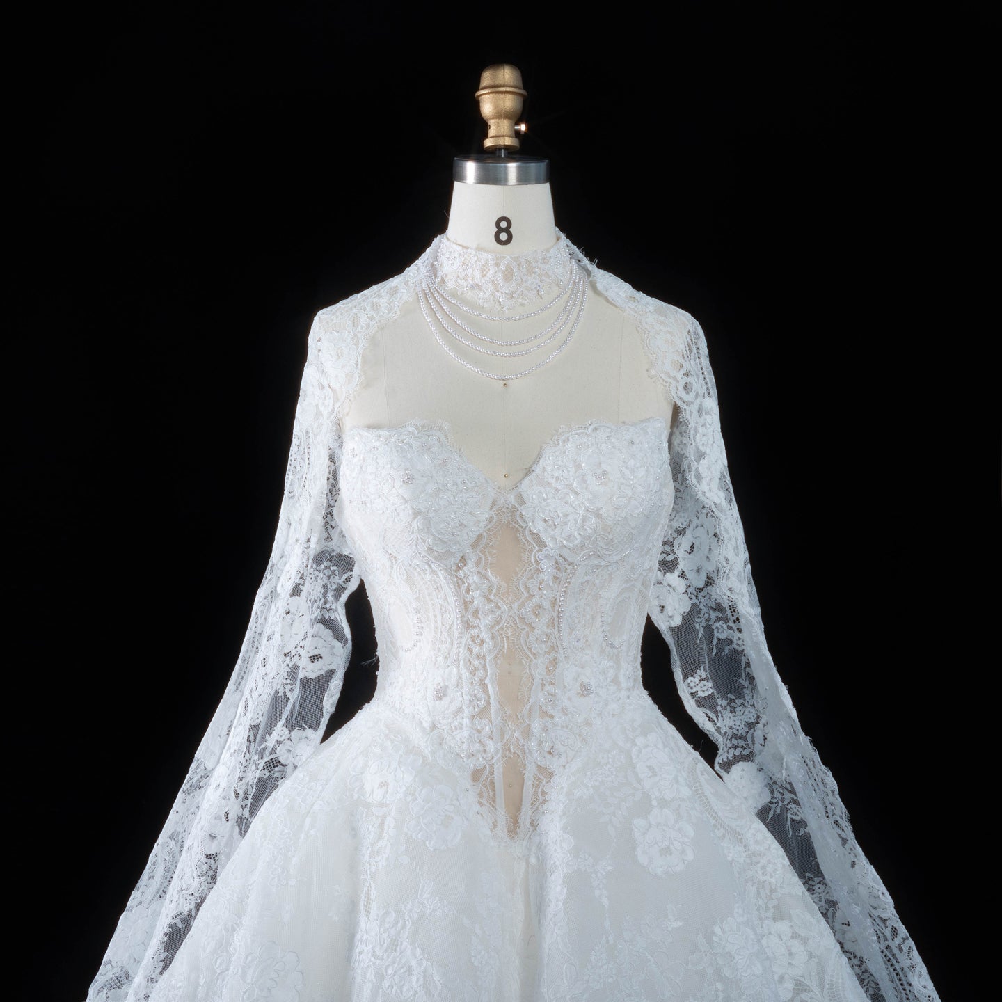 White Lace Ball Gown Sweetheart Wedding Dress with Detachable Capelet SW166 Sheer Fairy