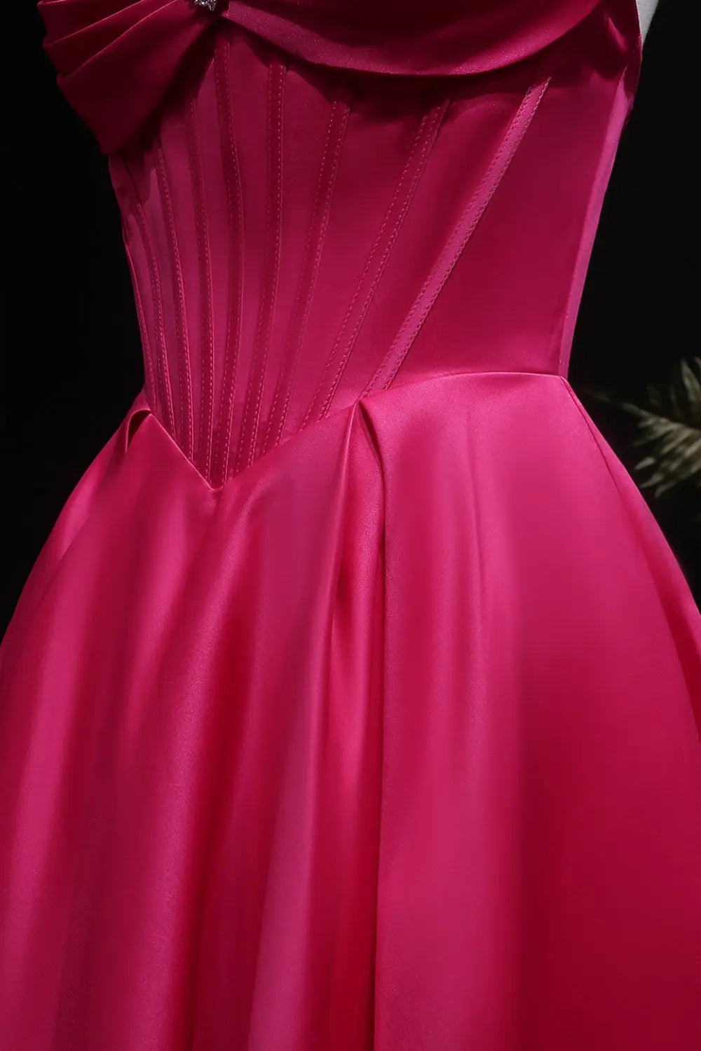 Hot Pink Strapless Sweetheart Satin Ball Gown Prom Dress SH408 Sheer Fairy
