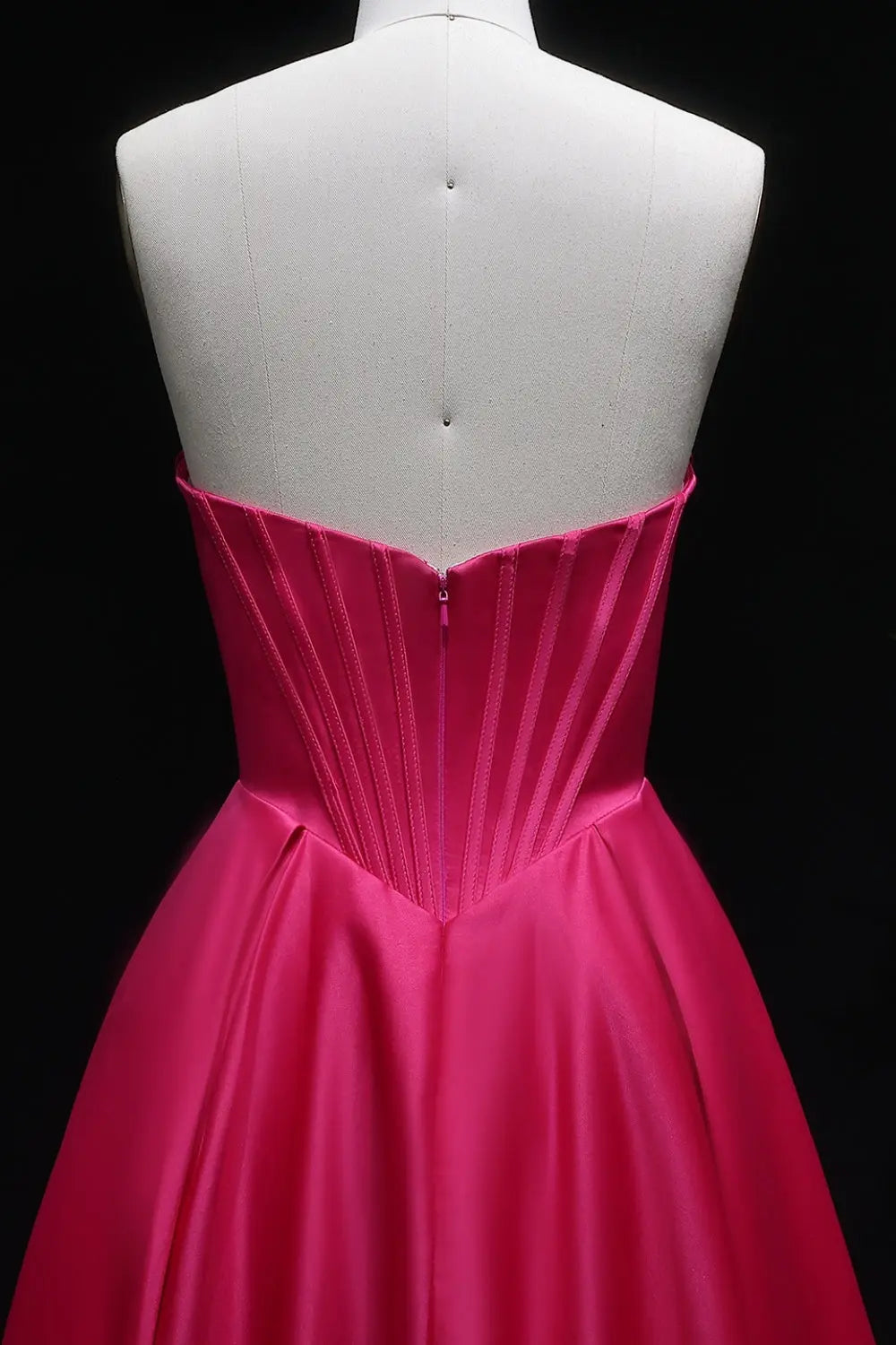 Hot Pink Strapless Sweetheart Satin Ball Gown Prom Dress SH408 Sheer Fairy