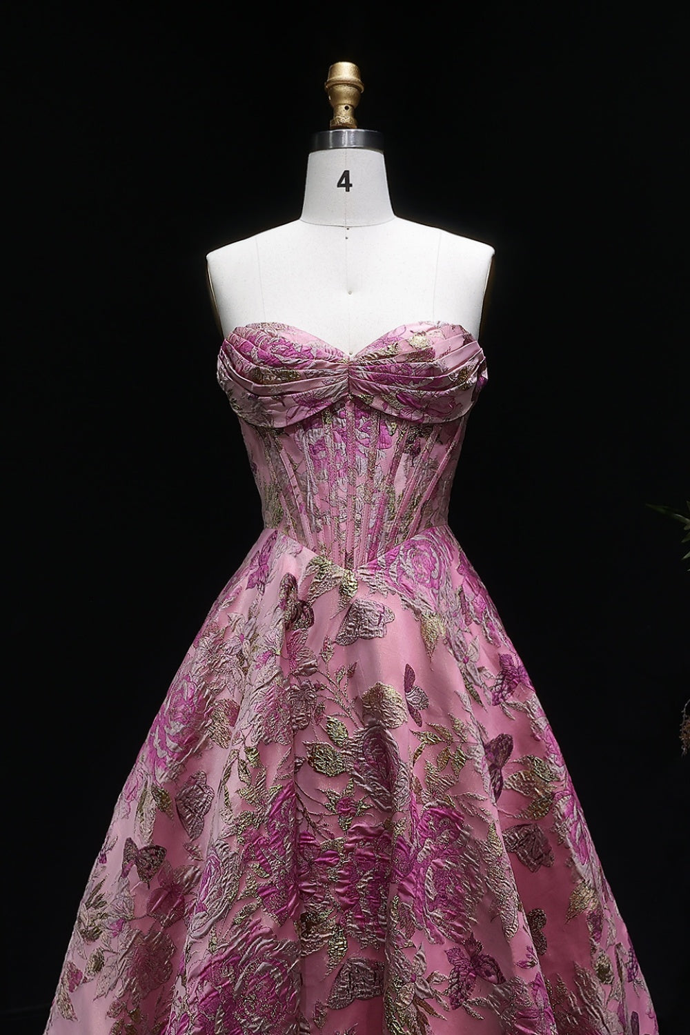 Pink Floral Strapless Sweetheart Gown Mermaid Prom Dress SH417 Sheer Fairy