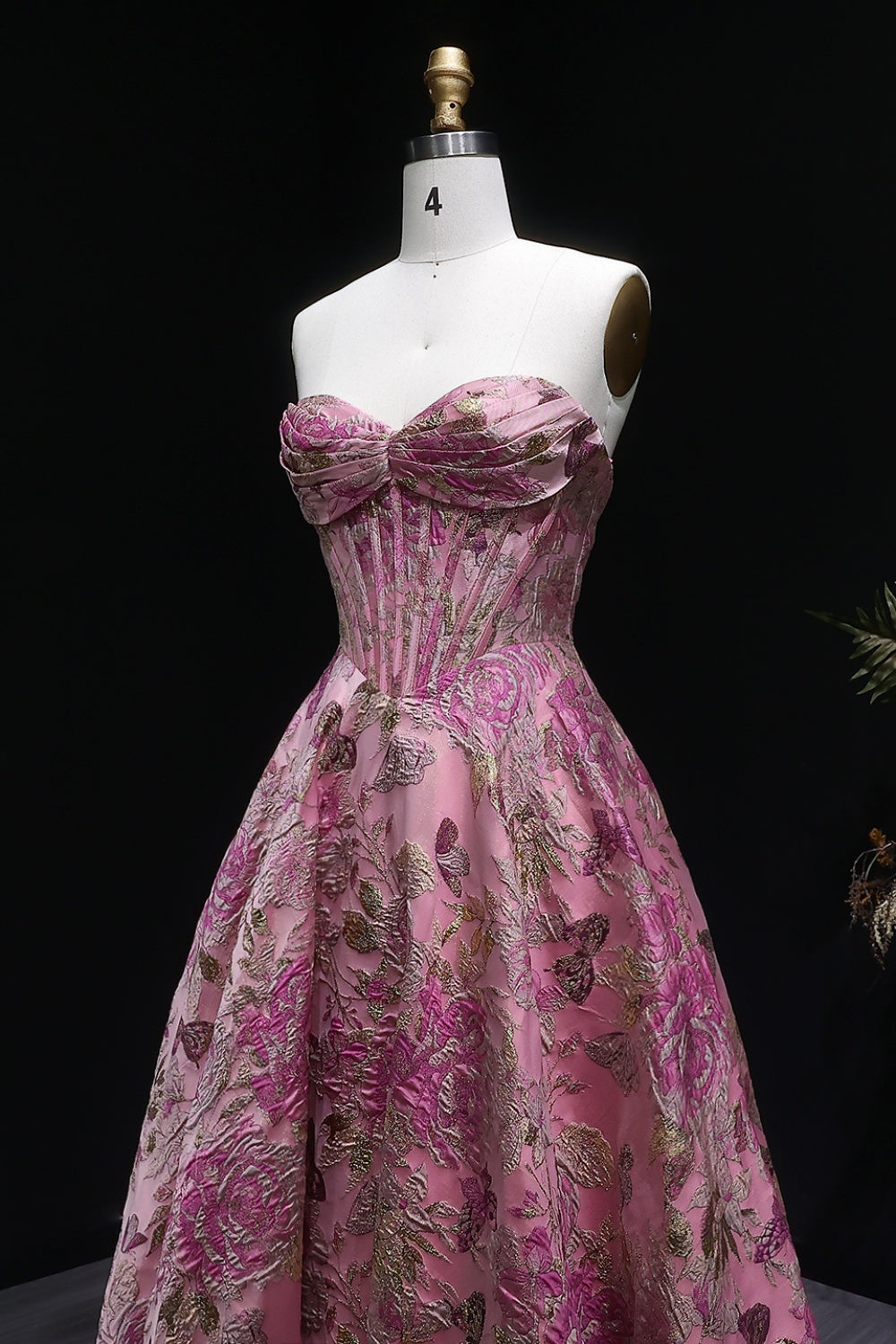 Pink Floral Strapless Sweetheart Gown Mermaid Prom Dress SH417 Sheer Fairy