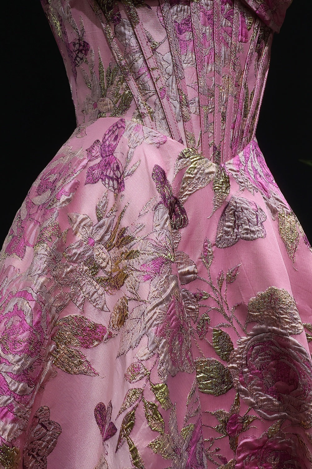 Pink Floral Strapless Sweetheart Gown Mermaid Prom Dress SH417 Sheer Fairy