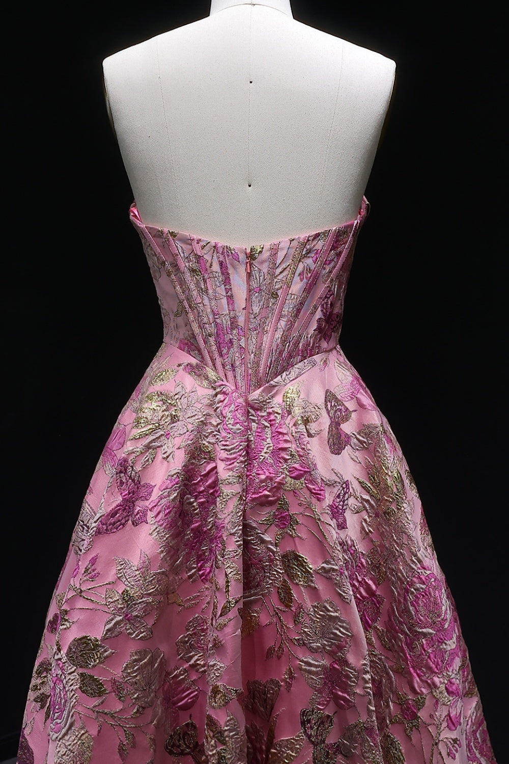 Pink Floral Strapless Sweetheart Gown Mermaid Prom Dress SH417 Sheer Fairy