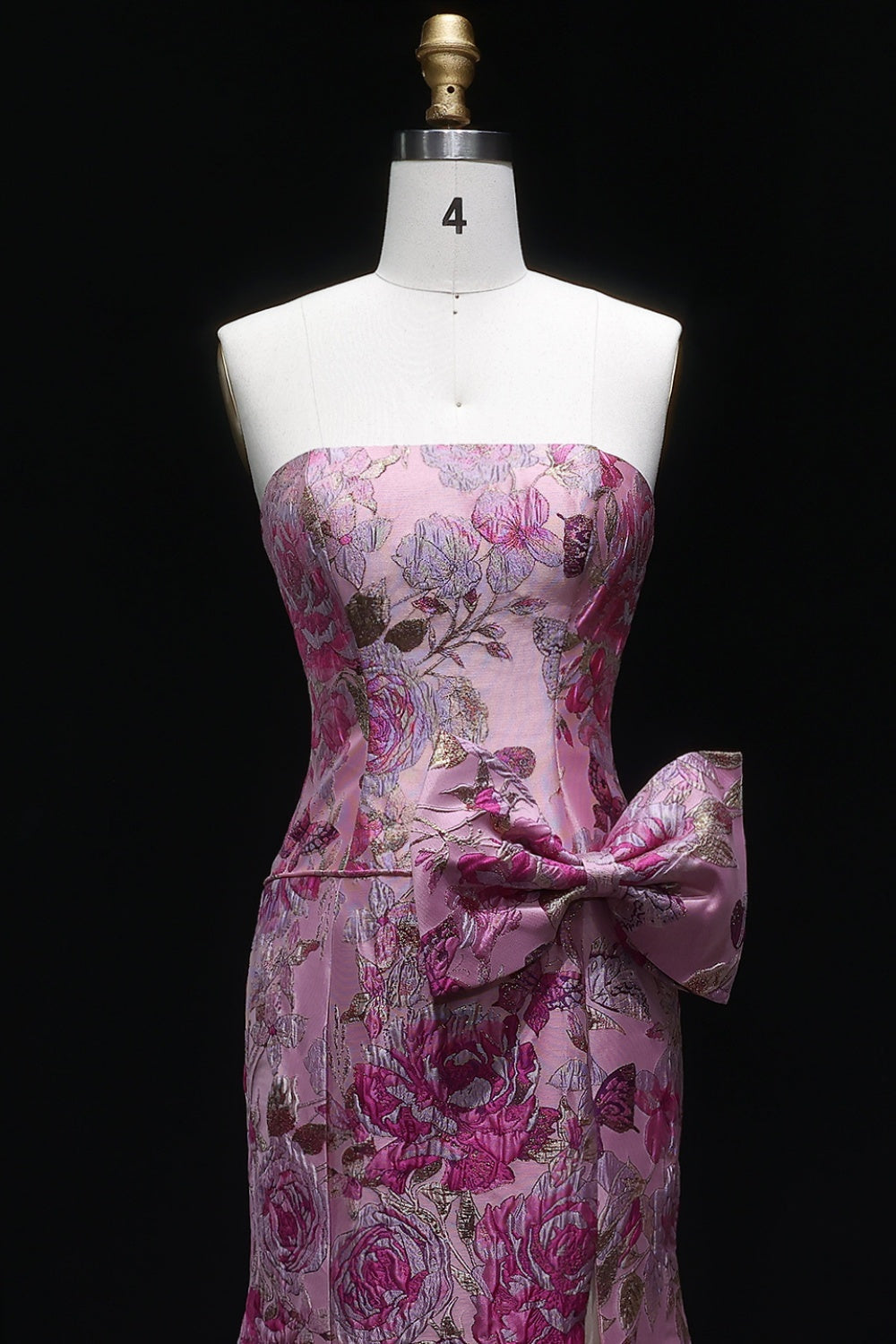 Pink Floral Strapless Sweetheart Gown Mermaid Prom Dress SH416 Sheer Fairy