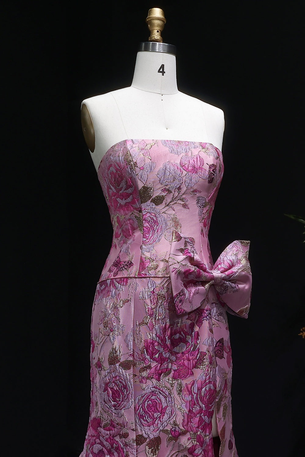 Pink Floral Strapless Sweetheart Gown Mermaid Prom Dress SH416 Sheer Fairy