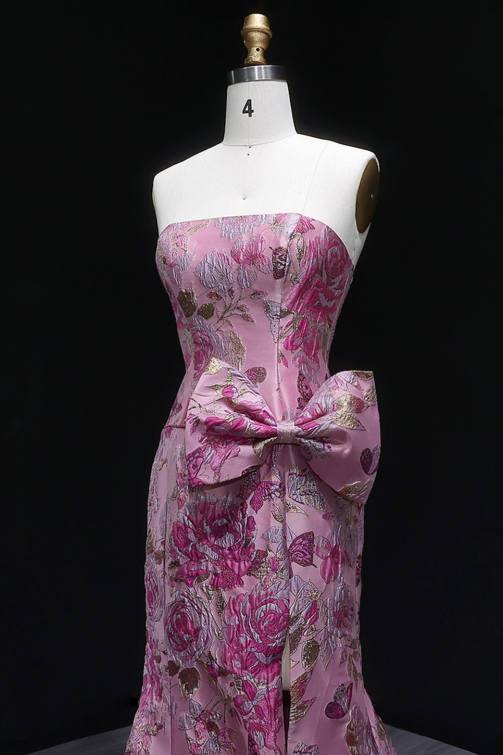 Pink Floral Strapless Sweetheart Gown Mermaid Prom Dress SH416 Sheer Fairy