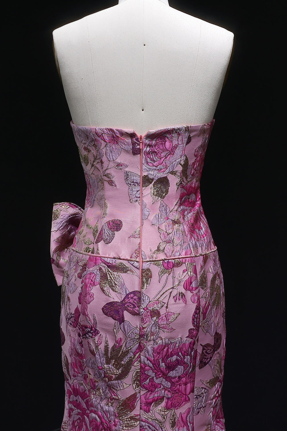 Pink Floral Strapless Sweetheart Gown Mermaid Prom Dress SH416 Sheer Fairy