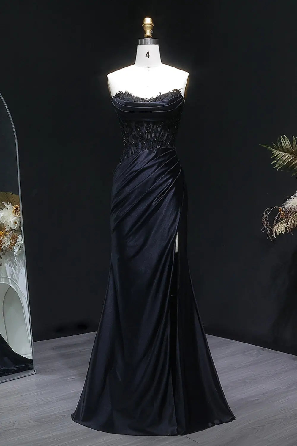 Formal Strapless Red Satin Mermaid Prom Dress SH413 Sheer Fairy