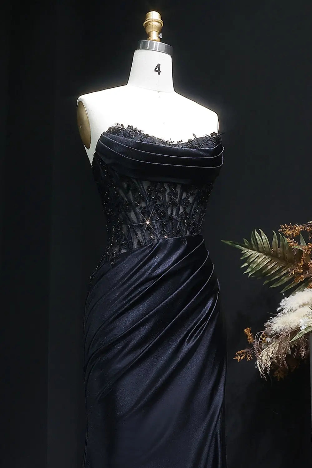 Formal Strapless Red Satin Mermaid Prom Dress SH413 Sheer Fairy