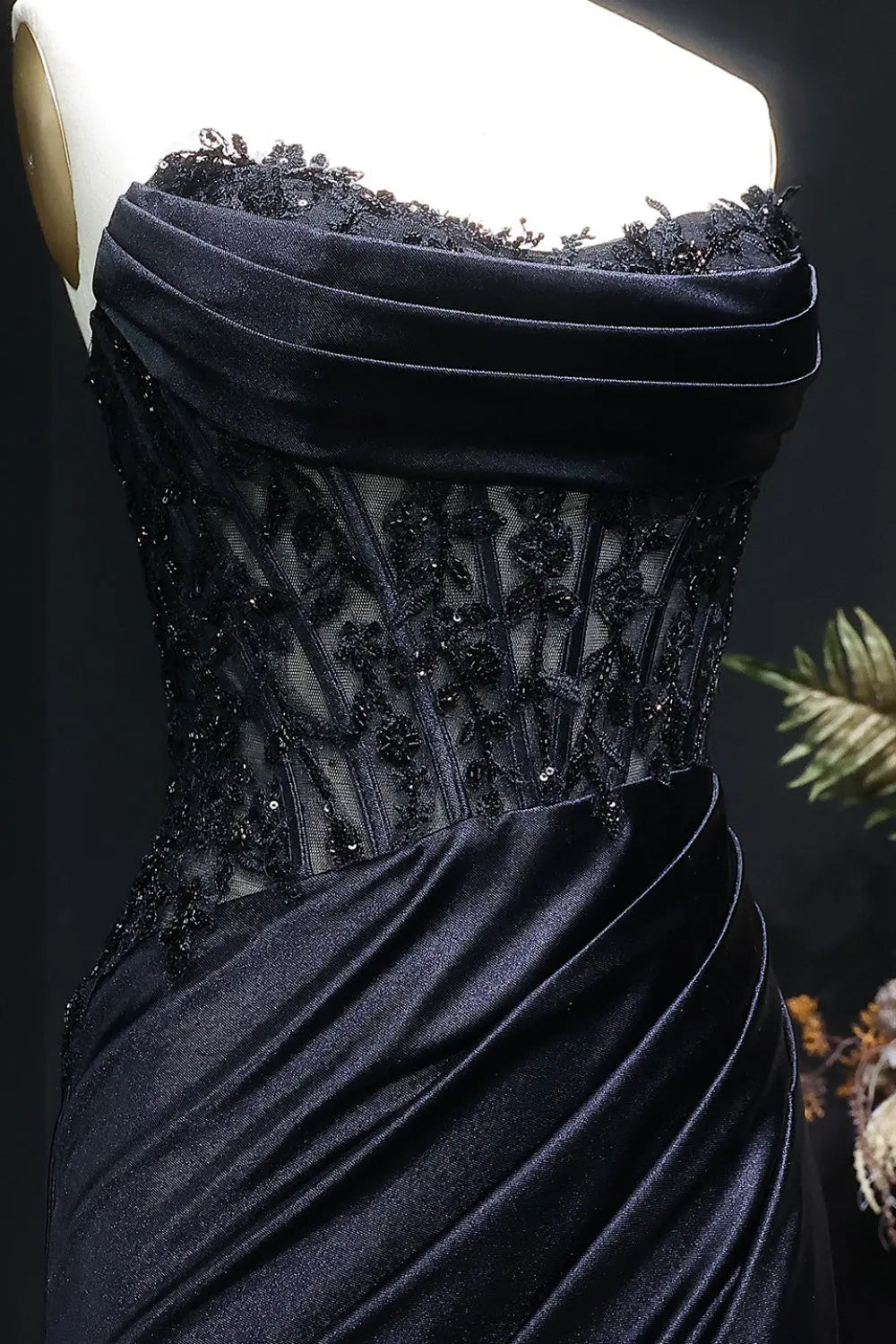 Formal Strapless Red Satin Mermaid Prom Dress SH413 Sheer Fairy