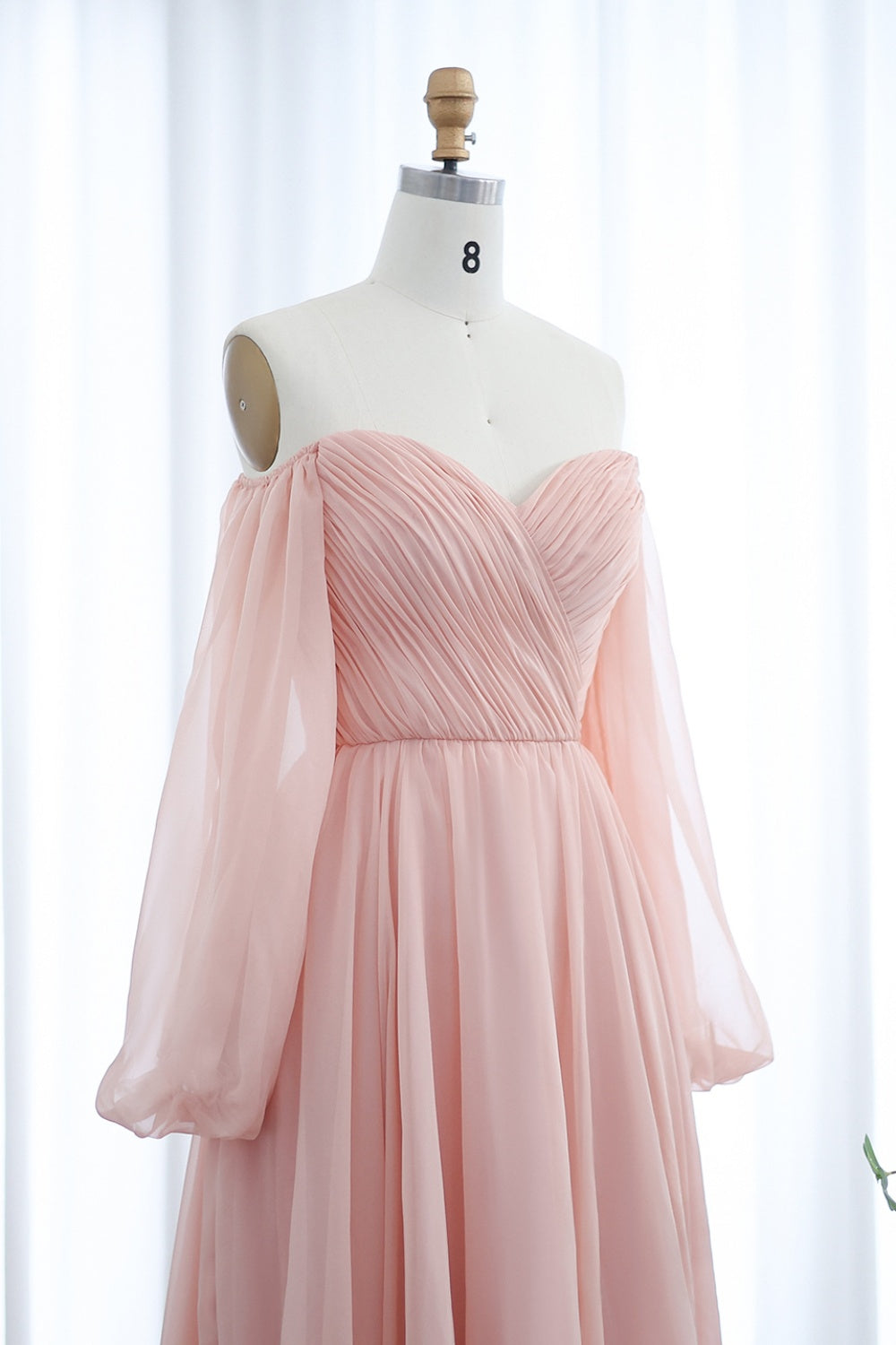 Elegant Off Shoulder White Chiffon Evening Dress SF360 Sheer Fairy