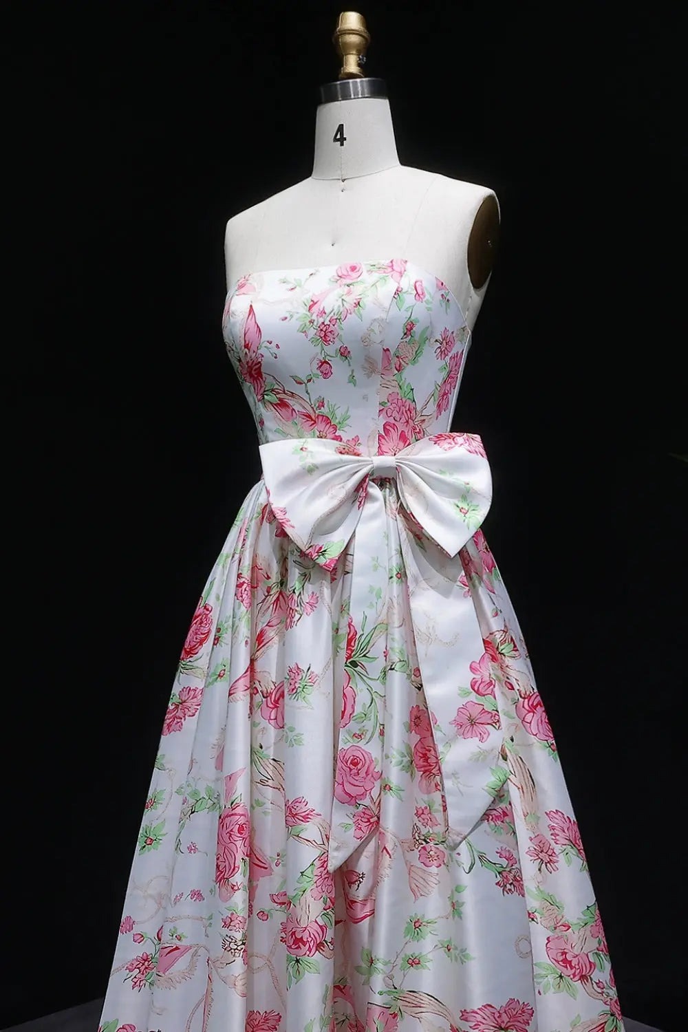 Strapless Sweetheart Pink Floral Jacquard Ball Gown Prom Dress SH415 Sheer Fairy