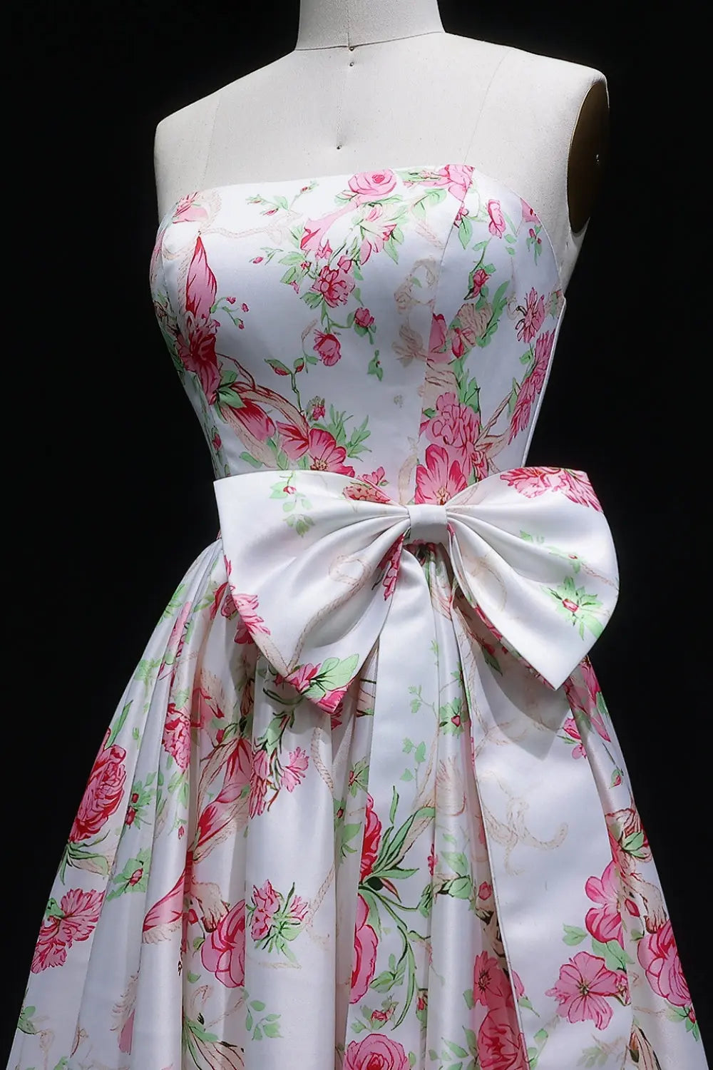 Strapless Sweetheart Pink Floral Jacquard Ball Gown Prom Dress SH415 Sheer Fairy