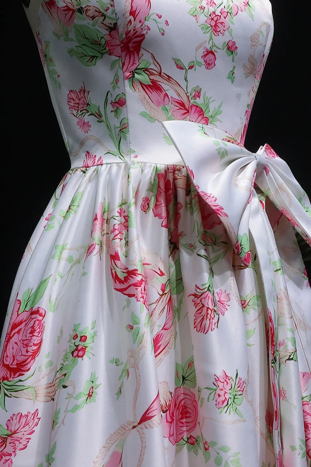 Strapless Sweetheart Pink Floral Jacquard Ball Gown Prom Dress SH415 Sheer Fairy