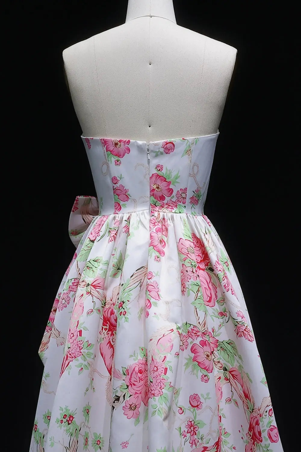 Strapless Sweetheart Pink Floral Jacquard Ball Gown Prom Dress SH415 Sheer Fairy