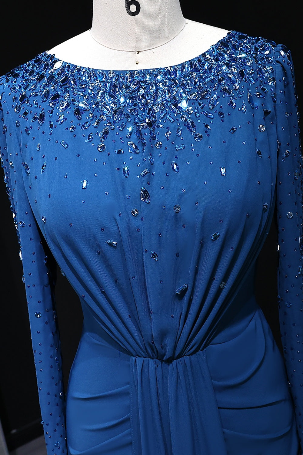 Luxury High Neck Beaded Lace Sheath Evening Dress with Long Sleeves SS565 Sheer Fairy