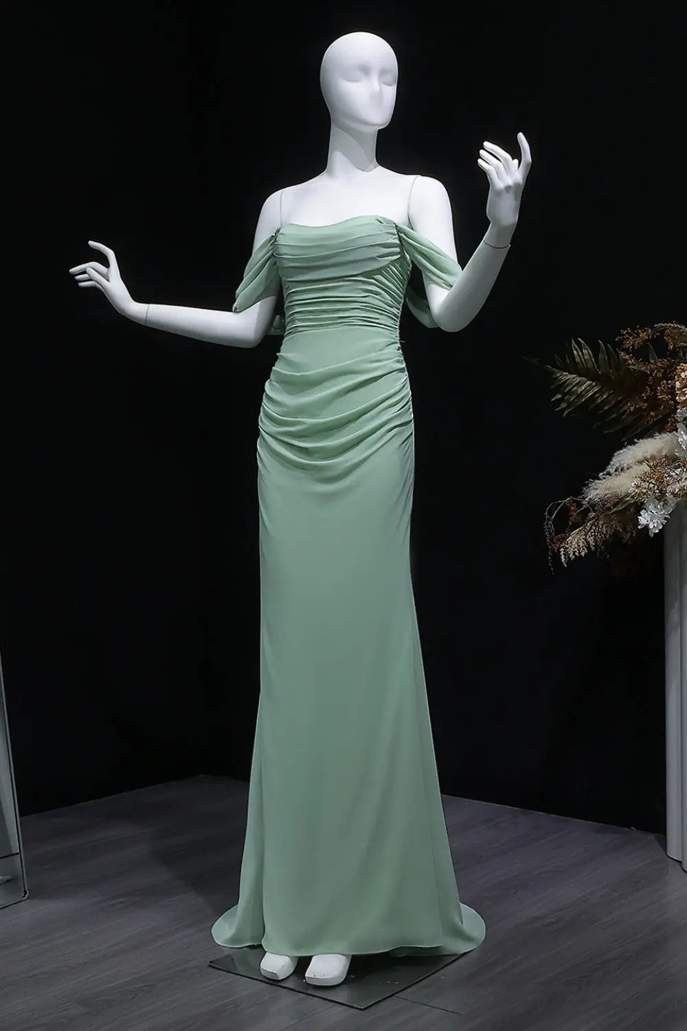 Light Blue Mermaid Beaded Lace Spaghetti Strap Prom Dress SH412 Sheer Fairy