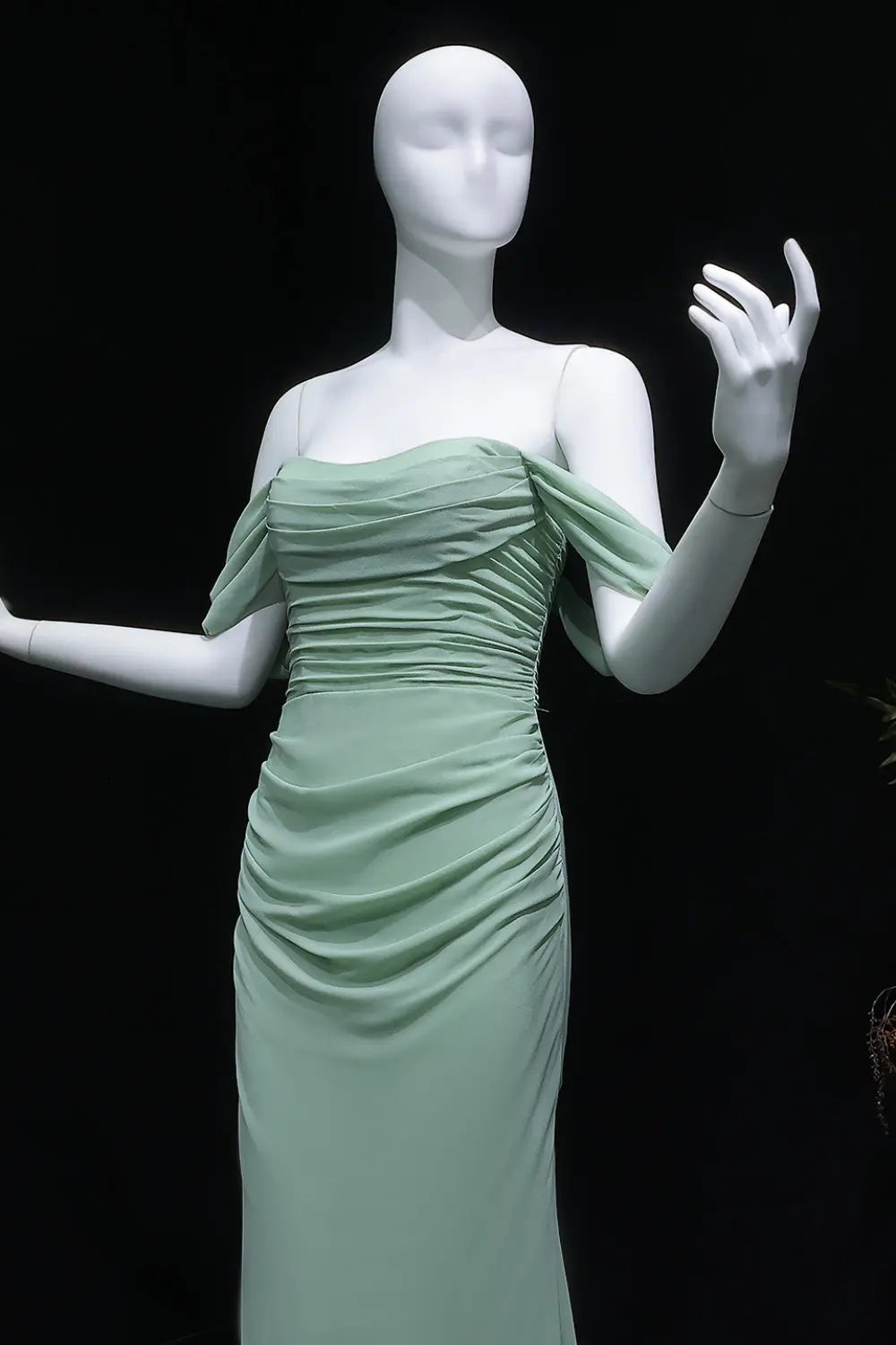 Light Blue Mermaid Beaded Lace Spaghetti Strap Prom Dress SH412 Sheer Fairy