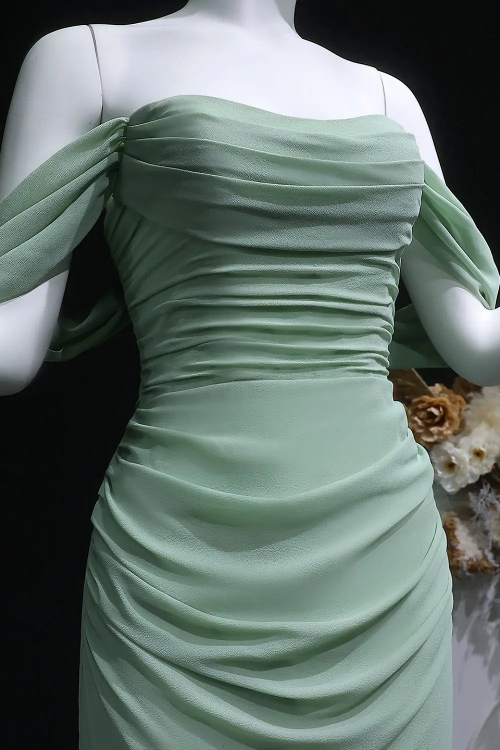 Light Blue Mermaid Beaded Lace Spaghetti Strap Prom Dress SH412 Sheer Fairy