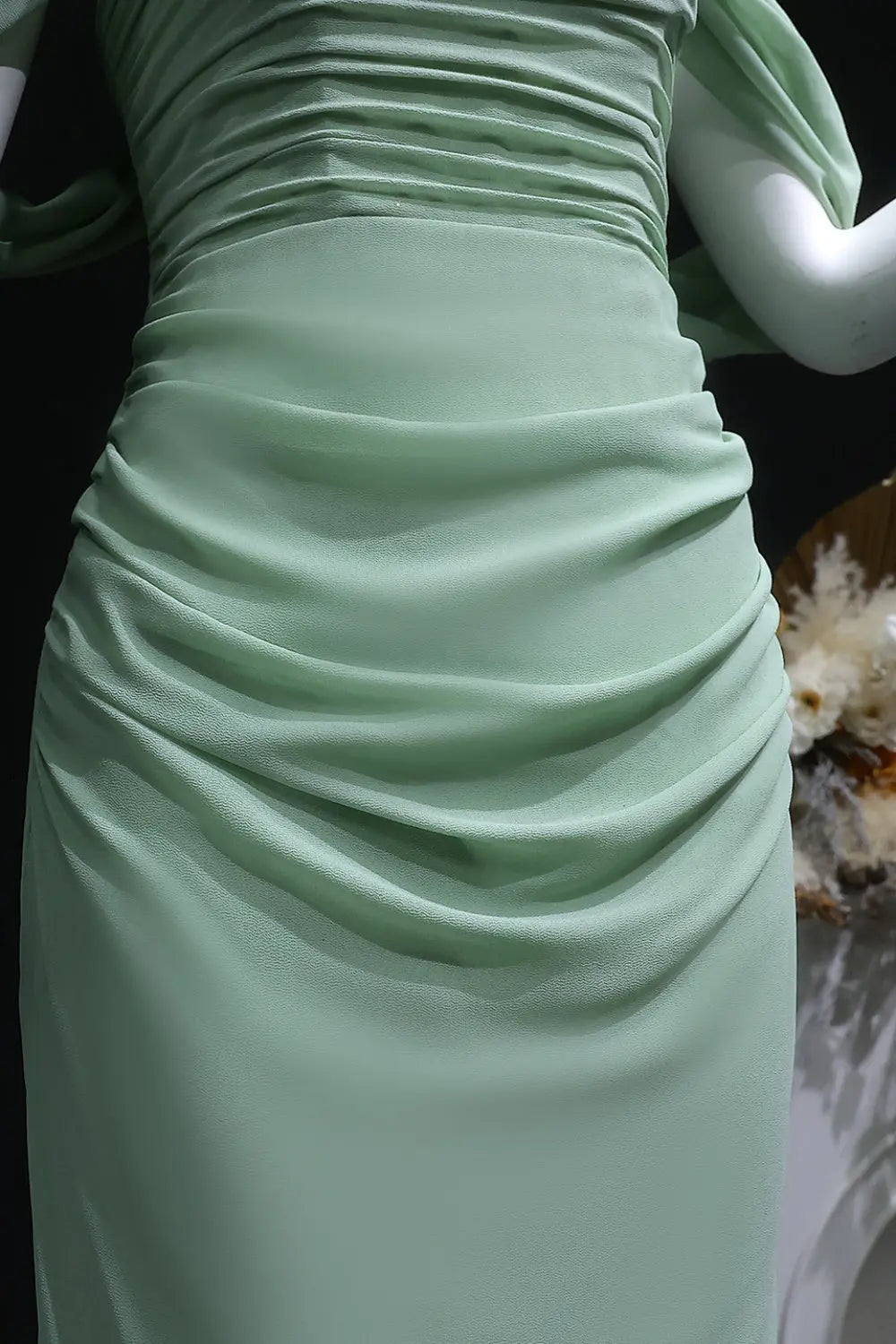 Light Blue Mermaid Beaded Lace Spaghetti Strap Prom Dress SH412 Sheer Fairy