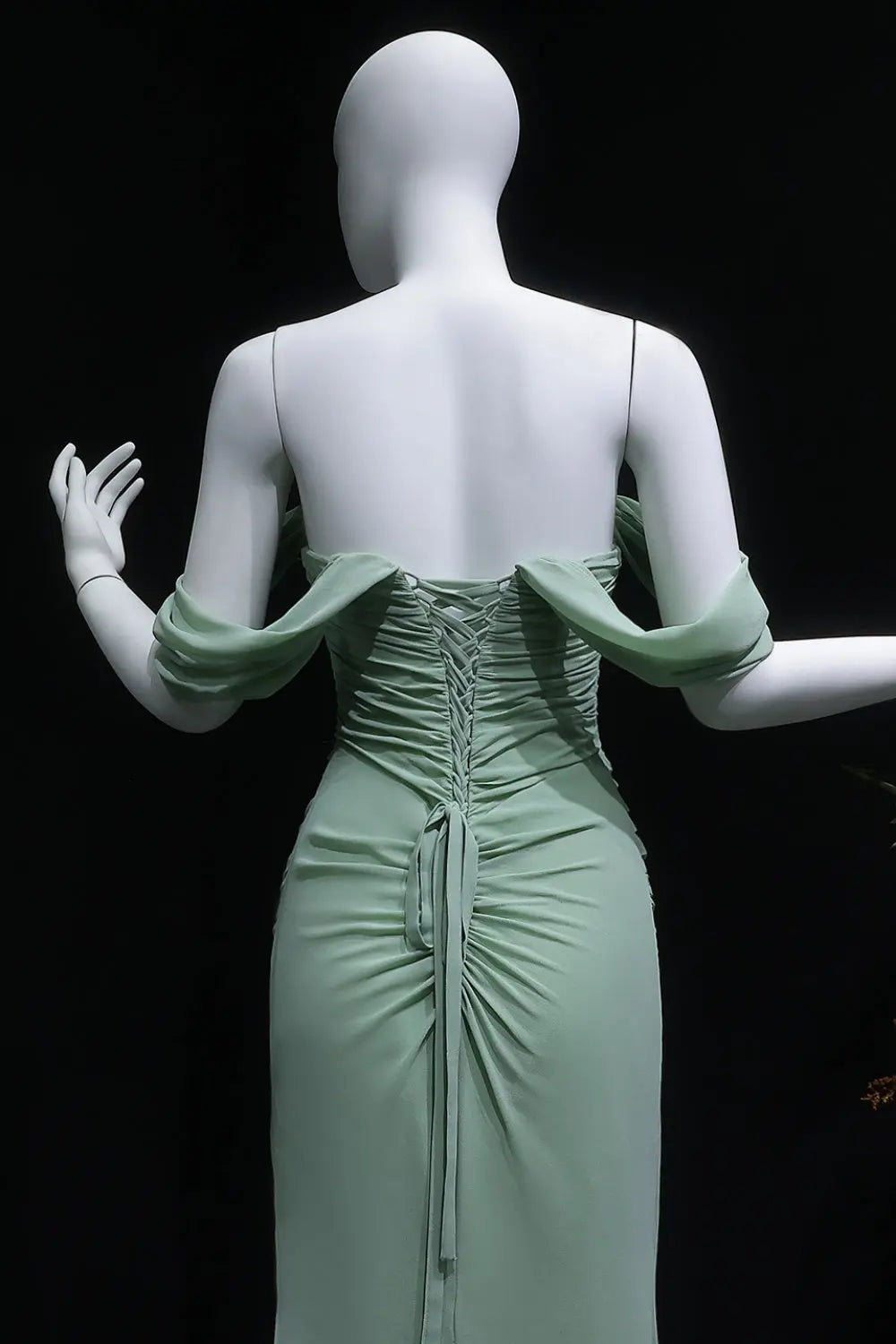 Light Blue Mermaid Beaded Lace Spaghetti Strap Prom Dress SH412 Sheer Fairy