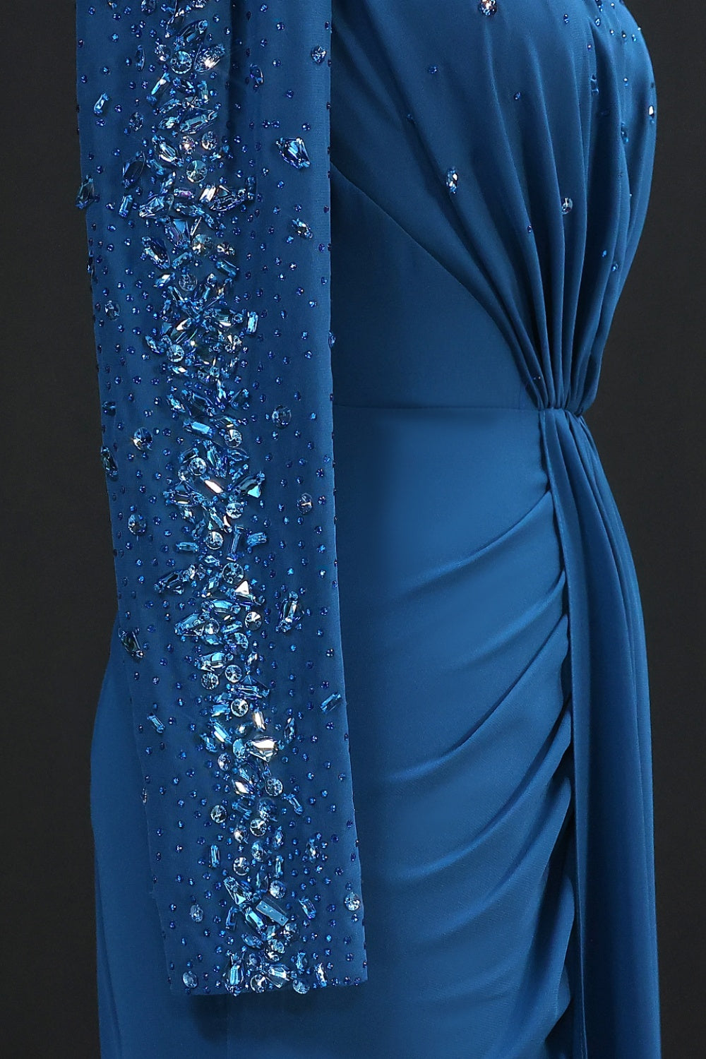 Luxury High Neck Beaded Lace Sheath Evening Dress with Long Sleeves SS565 Sheer Fairy