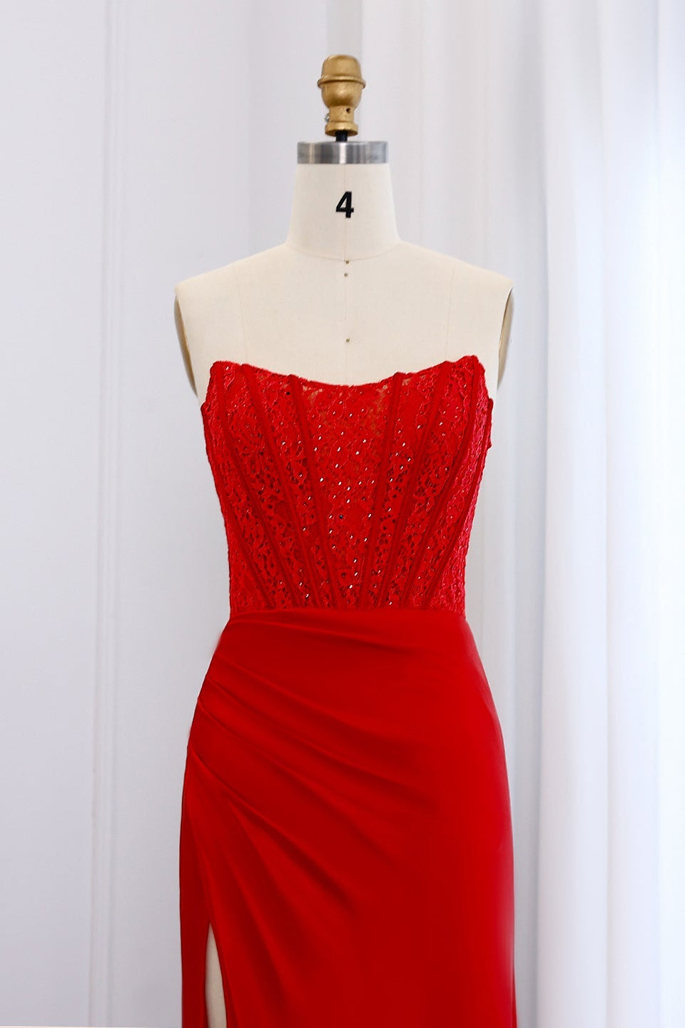 Modest Strapless Sweetheart Lace Mermaid Prom Dress SH050