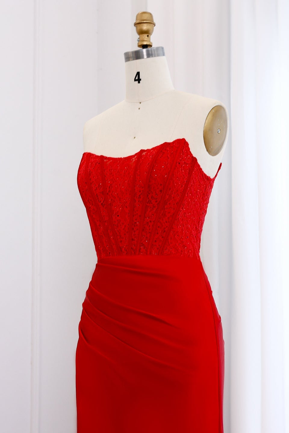 Modest Strapless Sweetheart Lace Mermaid Prom Dress SH050