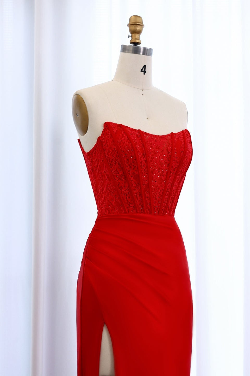 Modest Strapless Sweetheart Lace Mermaid Prom Dress SH050