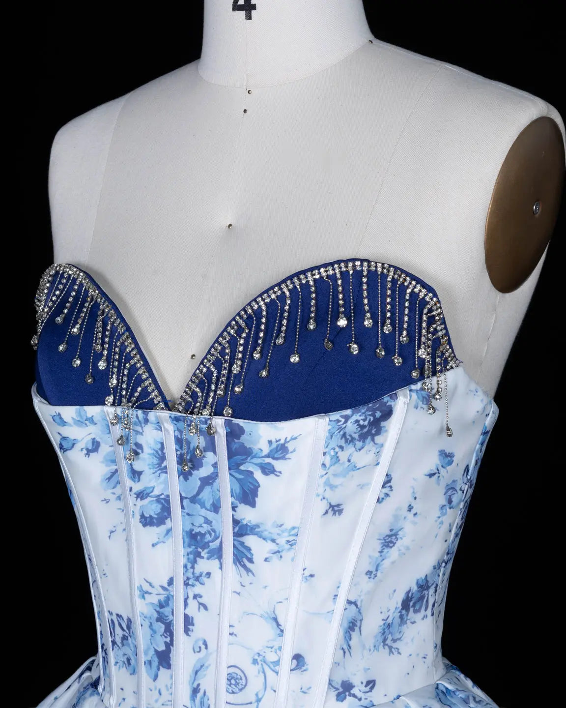 Blue Floral Organza Sweetheart Homecoming Dress Sheer Fairy
