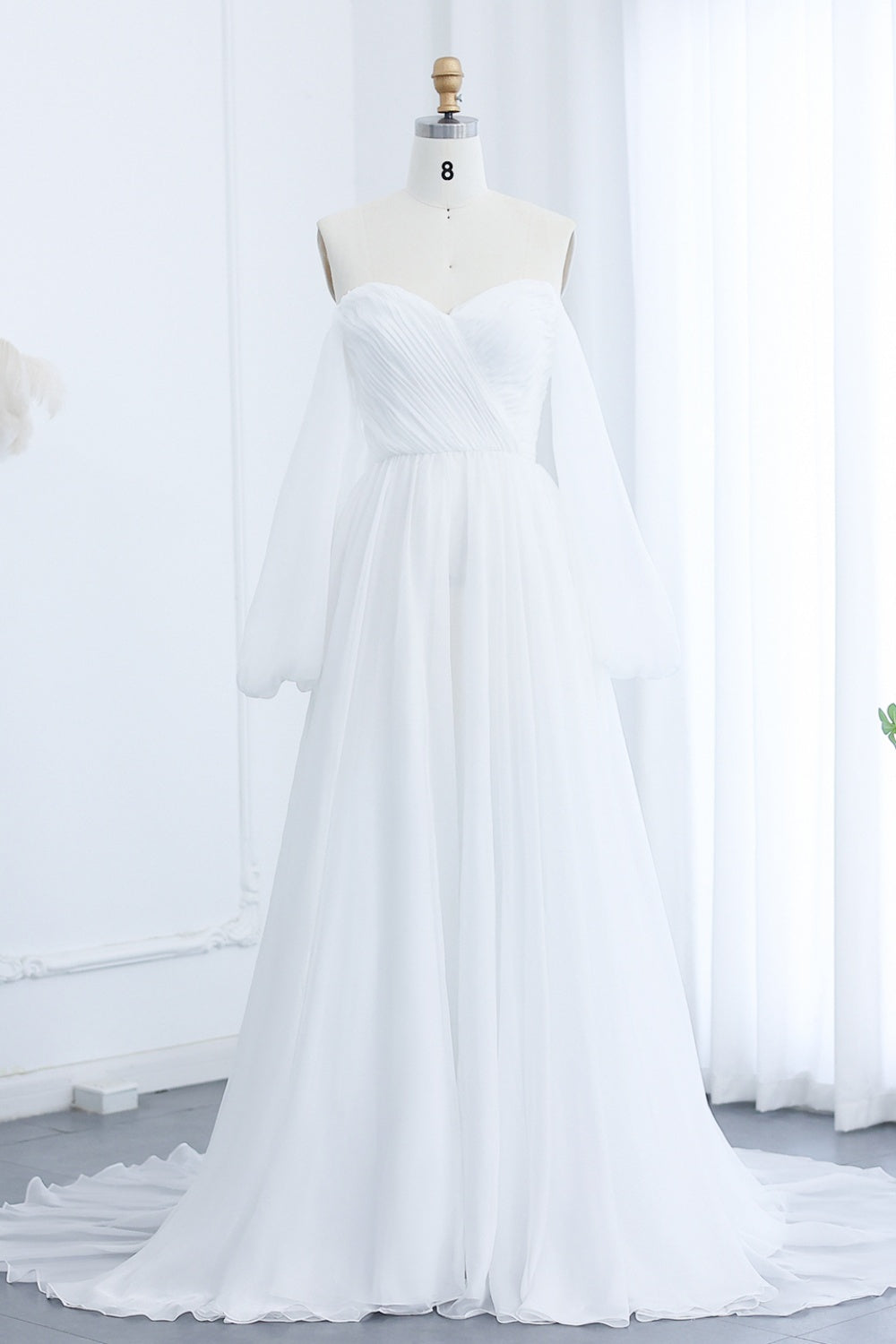 Elegant Off Shoulder White Chiffon Evening Dress SF360 Sheer Fairy