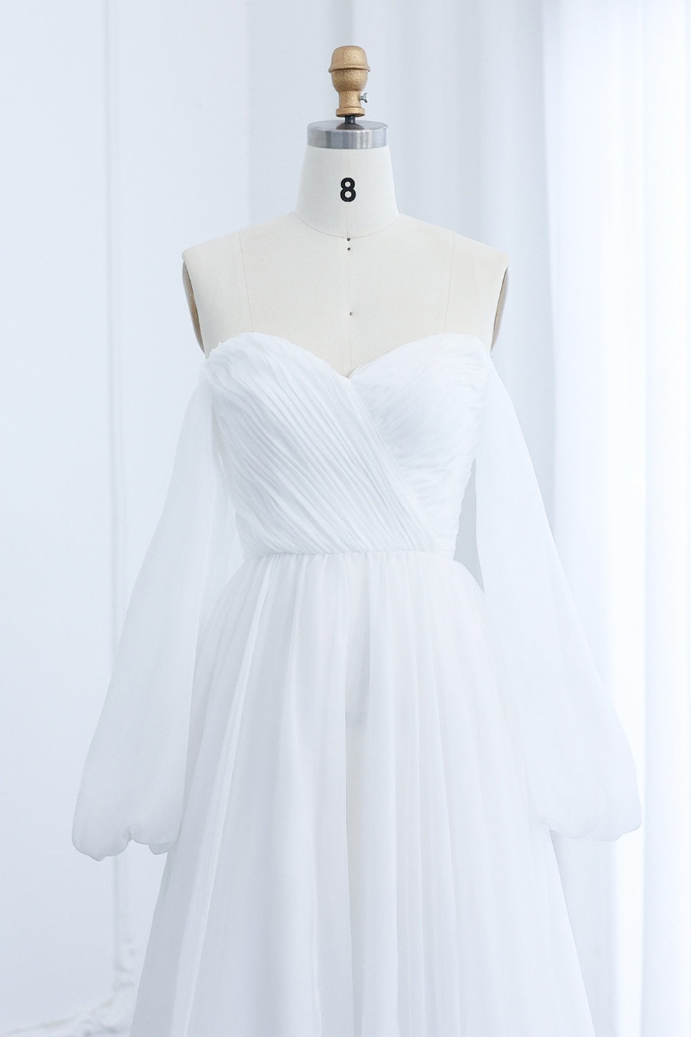 Elegant Off Shoulder White Chiffon Evening Dress SF360 Sheer Fairy