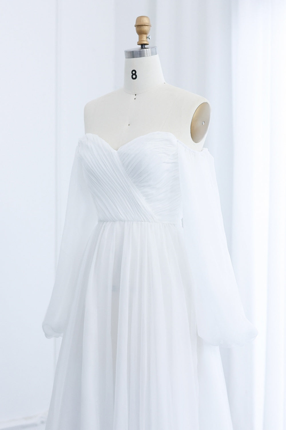 Elegant Off Shoulder White Chiffon Evening Dress SF360 Sheer Fairy