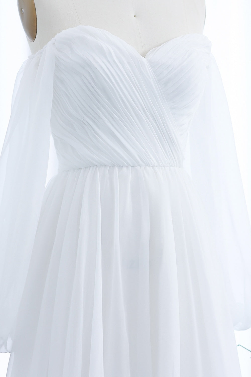 Elegant Off Shoulder White Chiffon Evening Dress SF360 Sheer Fairy