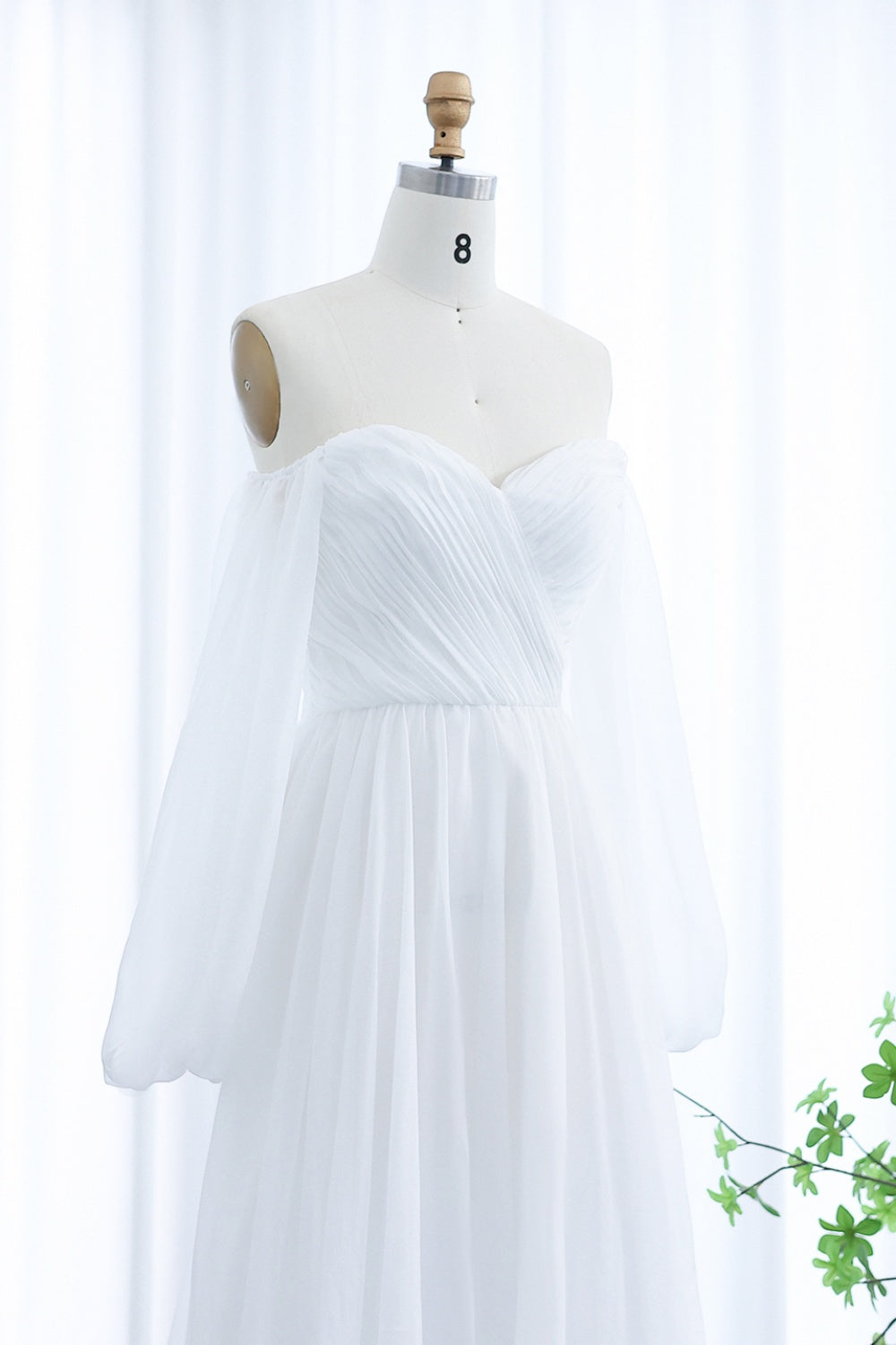 Elegant Off Shoulder White Chiffon Evening Dress SF360 Sheer Fairy