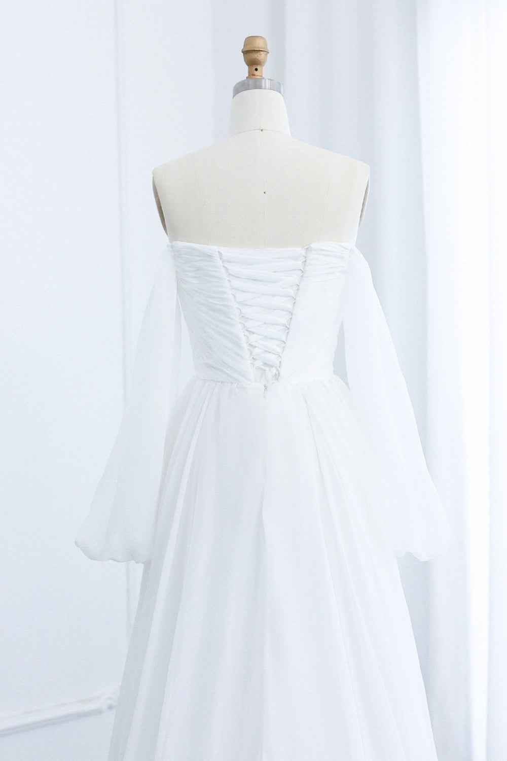 Elegant Off Shoulder White Chiffon Evening Dress SF360 Sheer Fairy