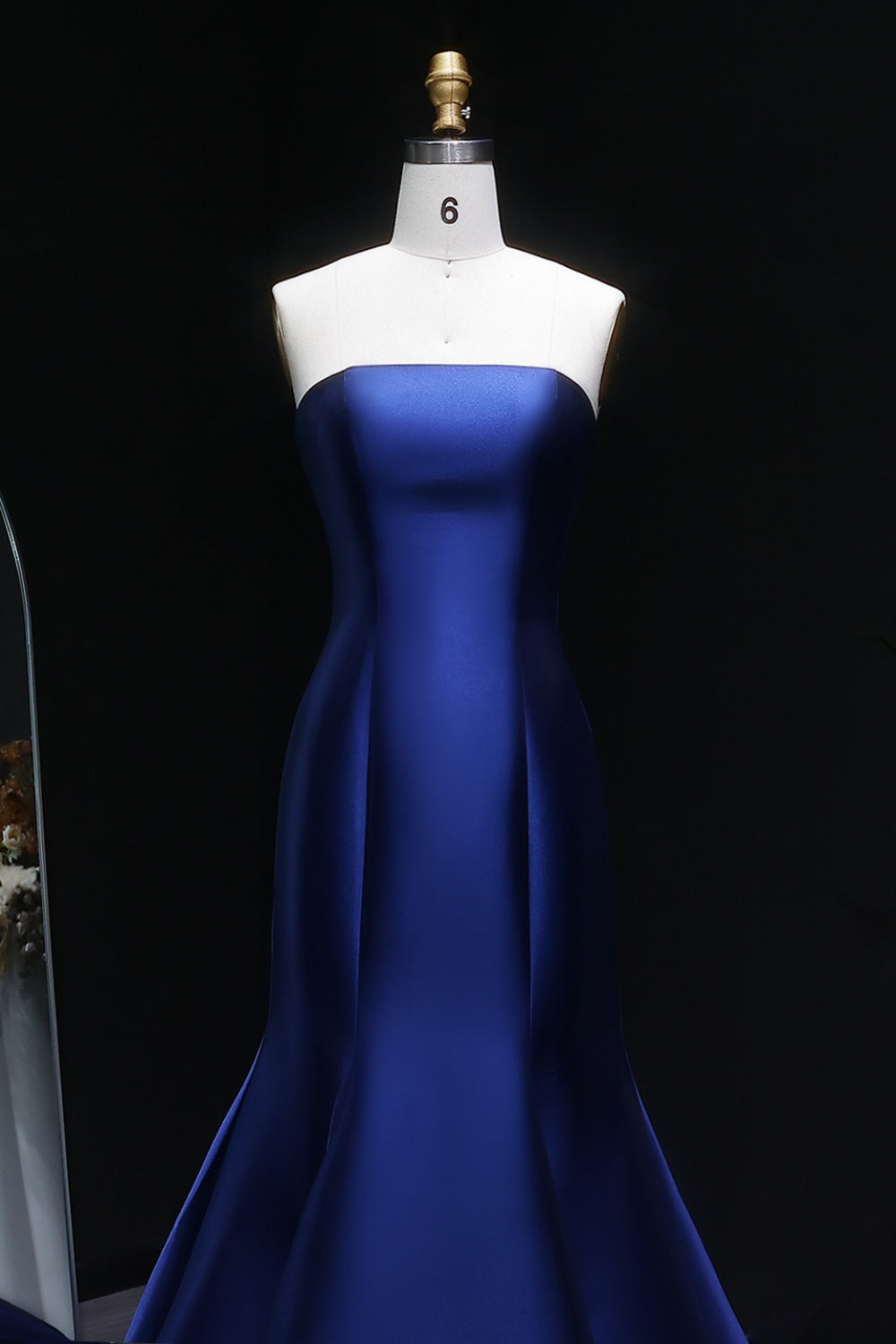 Royal Satin Off Shoulder Mermaid Navy Blue Evening Dress SF309 Sheer Fairy