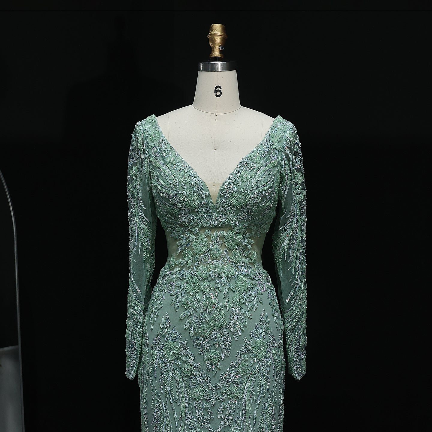 Elegant V-Neck Sage Green Embroidered Mermaid Prom Dresses for Women Wedding Party Evening Gowns