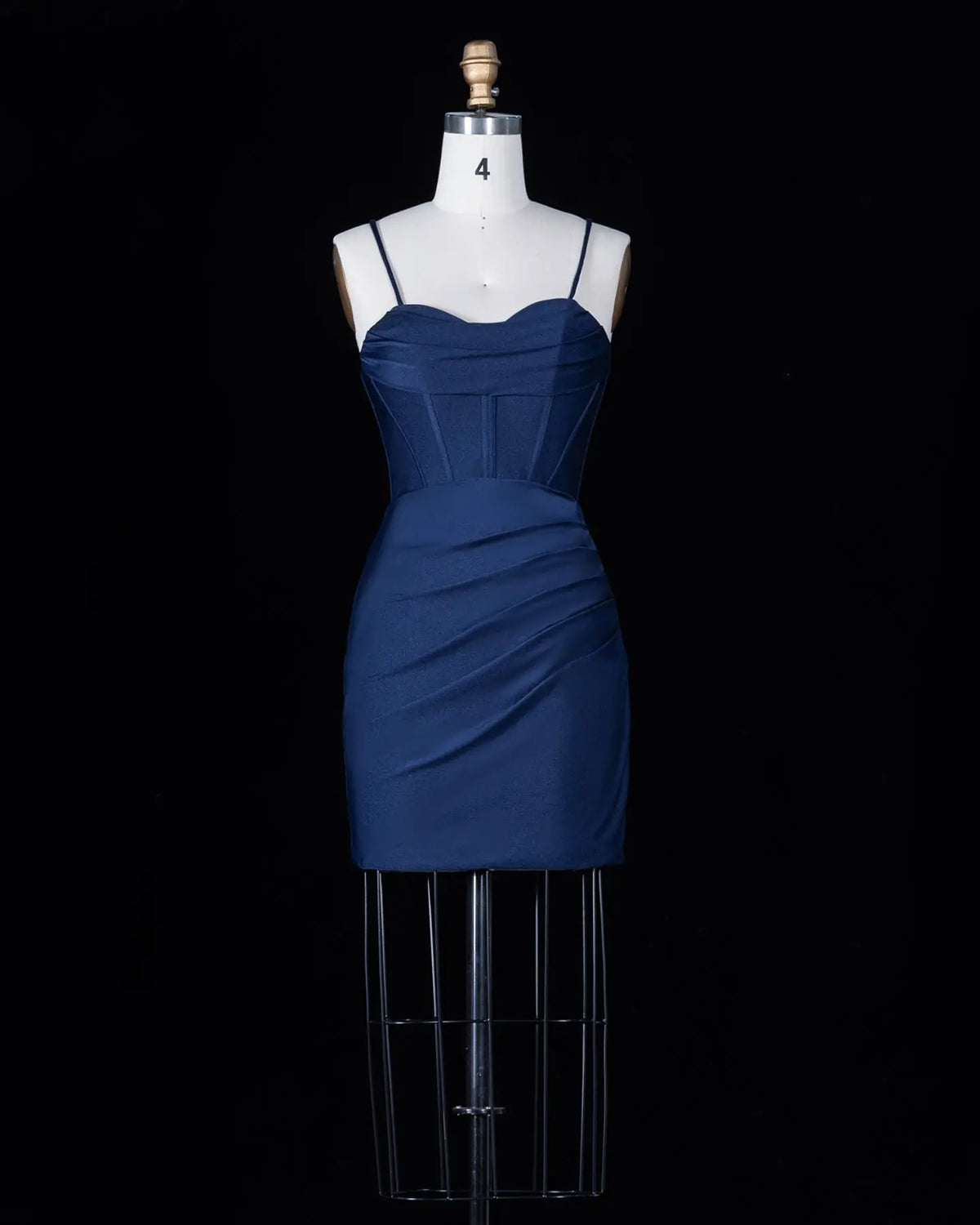 Navy Blue Spaghetti Strap Corset Homecoming Dress Sheer Fairy