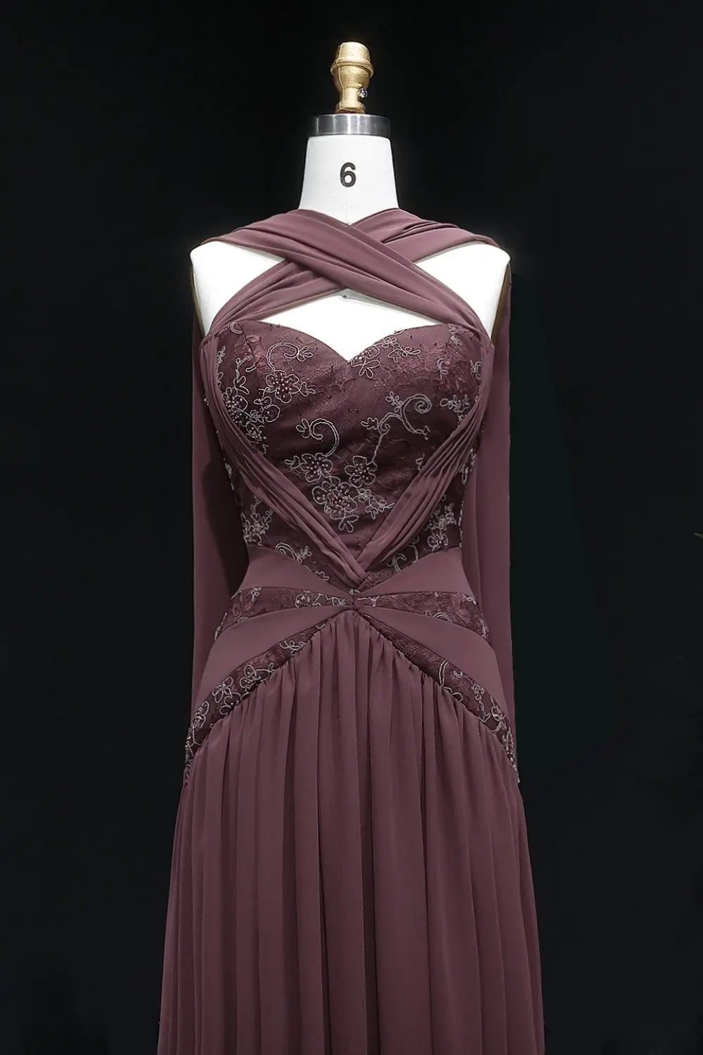 Convertible Plum Chiffon A-Line Halter Neck Evening Dress SF460 Sheer Fairy