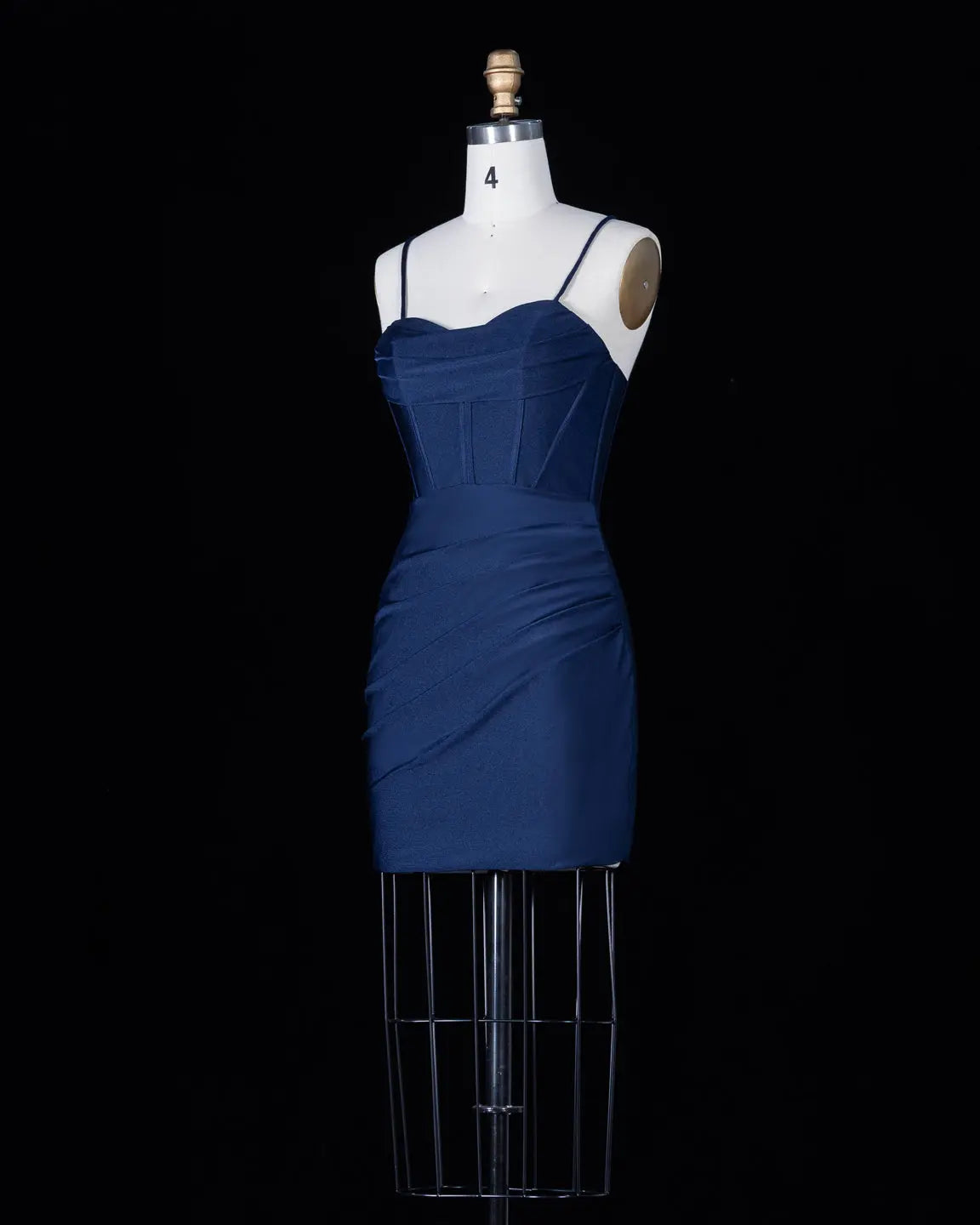 Navy Blue Spaghetti Strap Corset Homecoming Dress Sheer Fairy